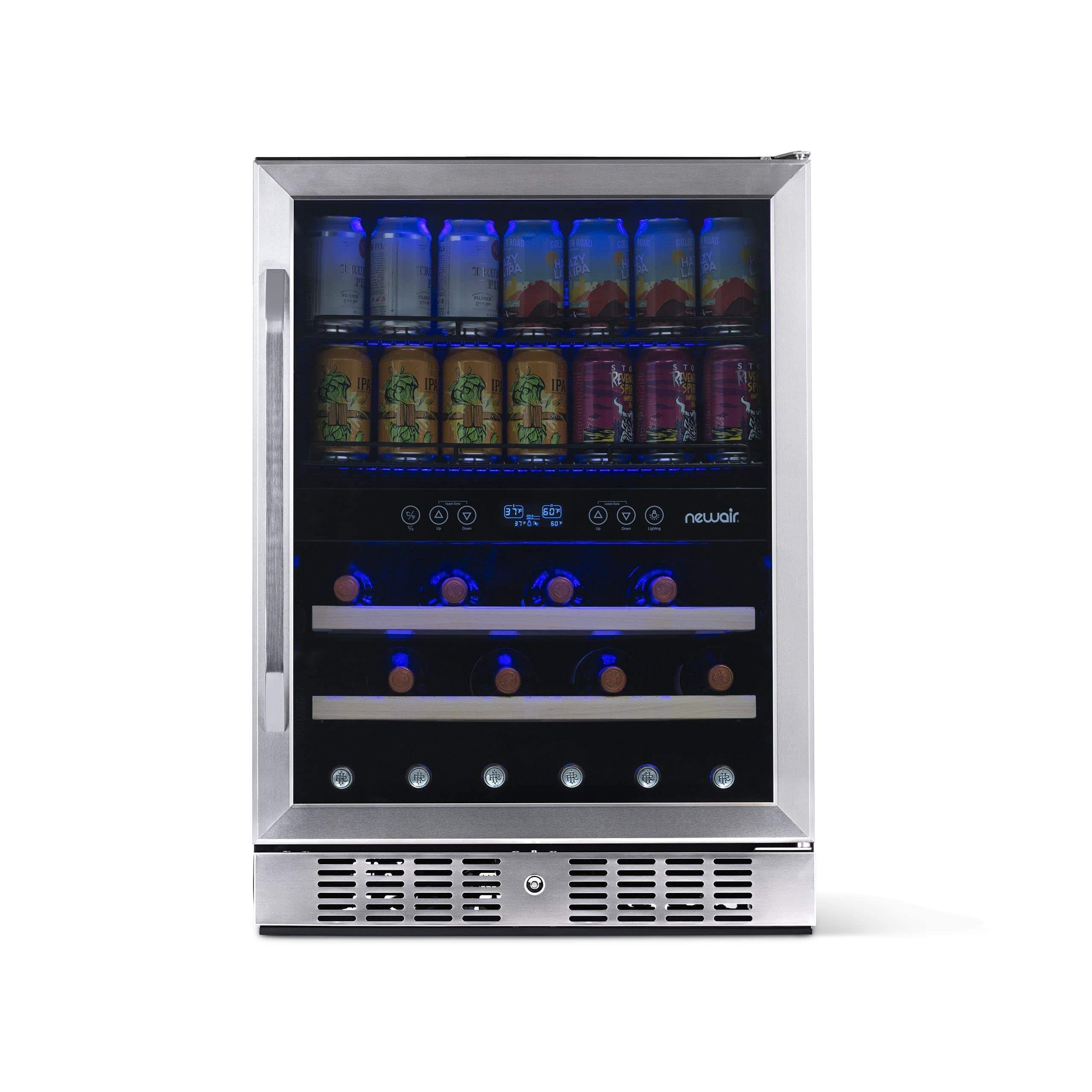 NewAir 24” Wide Built-in 20 Bottle and 70 Cans Dual Zone Wine and Beverage Fridge AWB-400DB