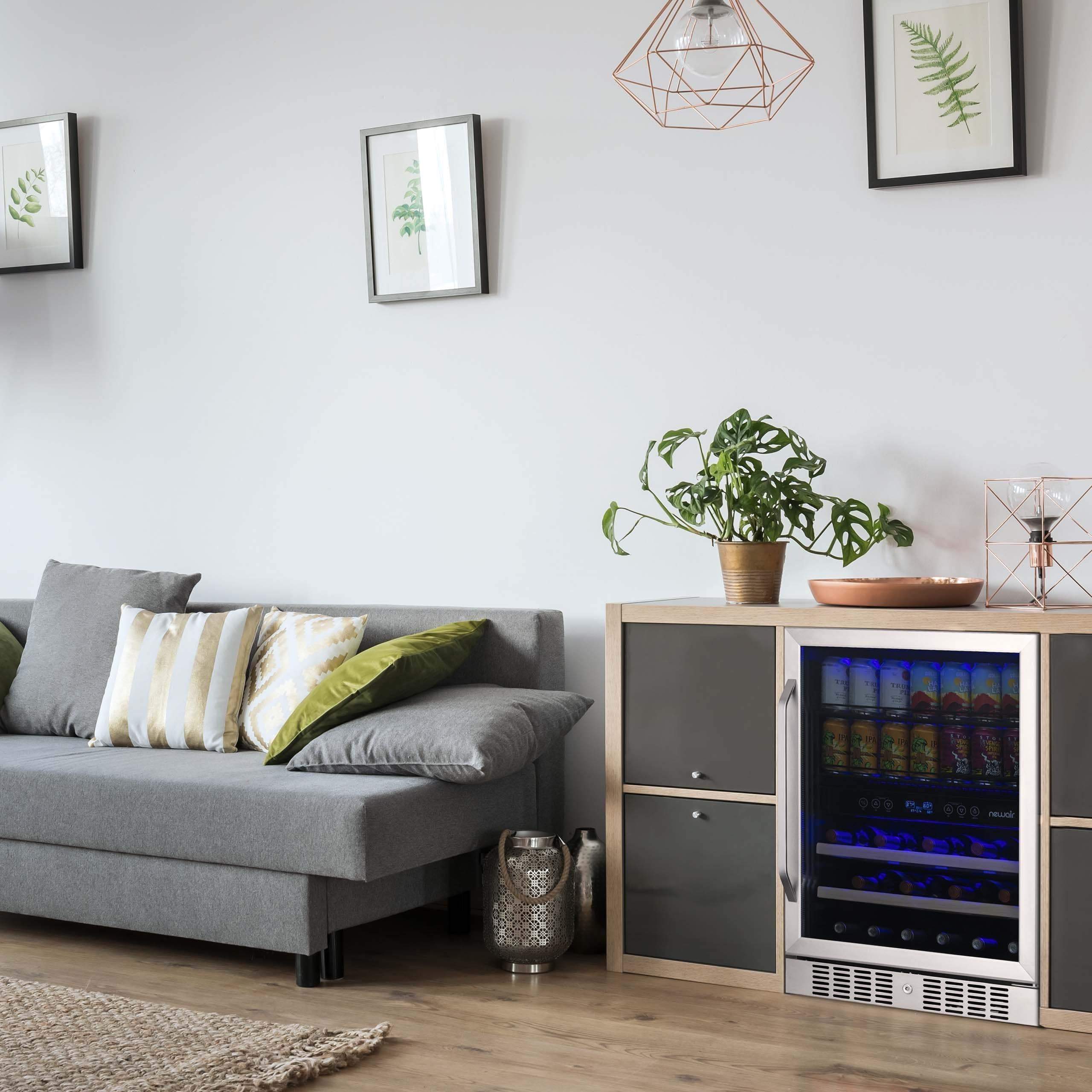 NewAir 24” Wide Built-in 20 Bottle and 70 Cans Dual Zone Wine and Beverage Fridge AWB-400DB