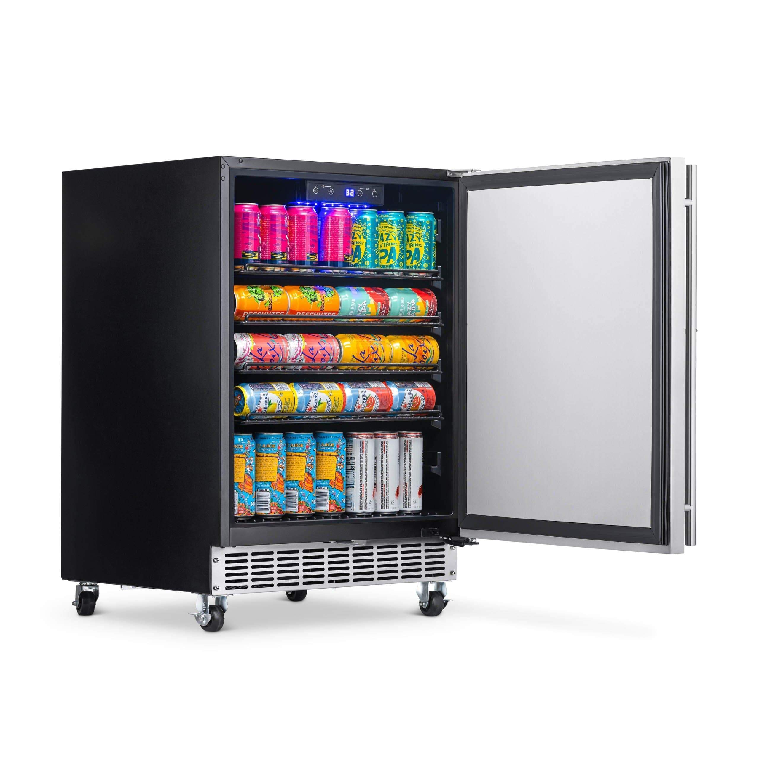NewAir 24” Wide Built-in 160 Can Outdoor Beverage Fridge NOF160SS00