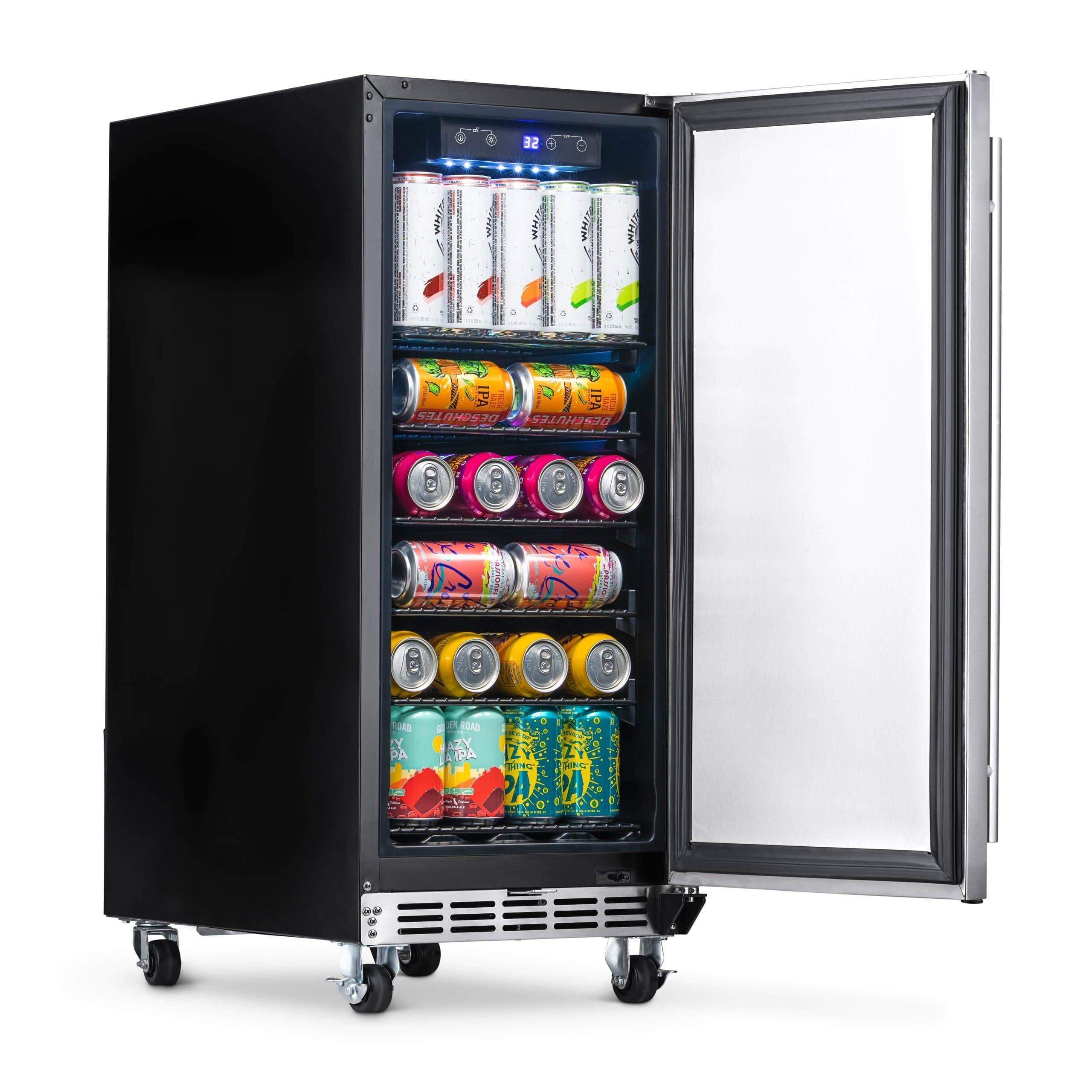 NewAir 15” Wide Built-in 90 Cans Outdoor Beverage Fridge NOF090SS00