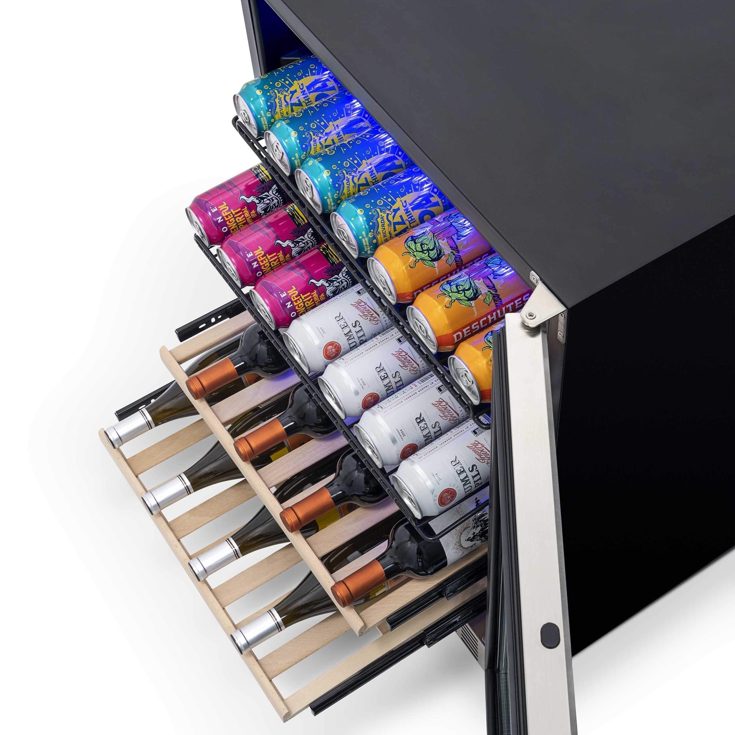 NewAir 24” Wide Built-in 20 Bottle and 70 Cans Dual Zone Wine and Beverage Fridge AWB-400DB