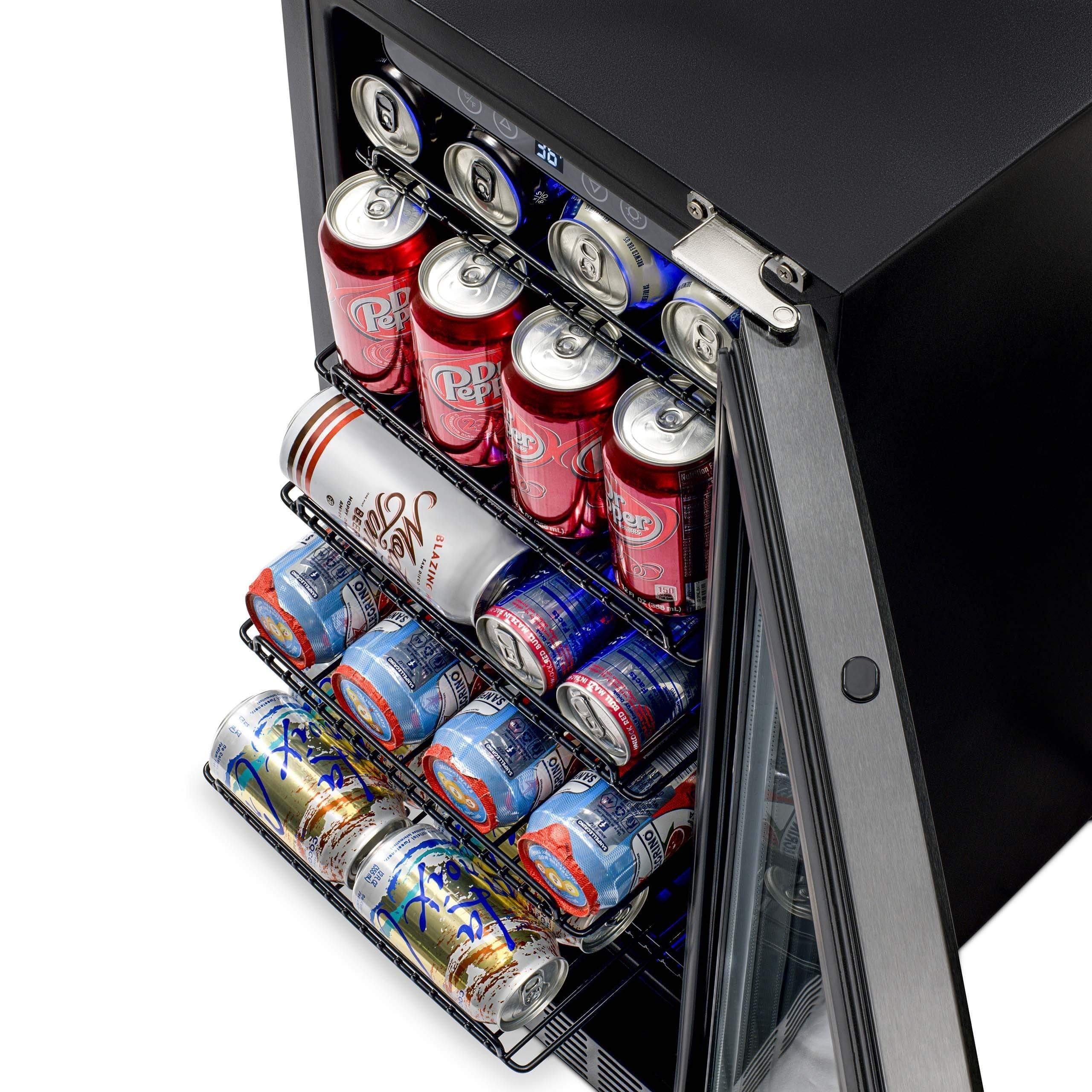 NewAir 15” Wide Built-in Stainless Steel 96 Can Beverage Fridge NBC096BS00