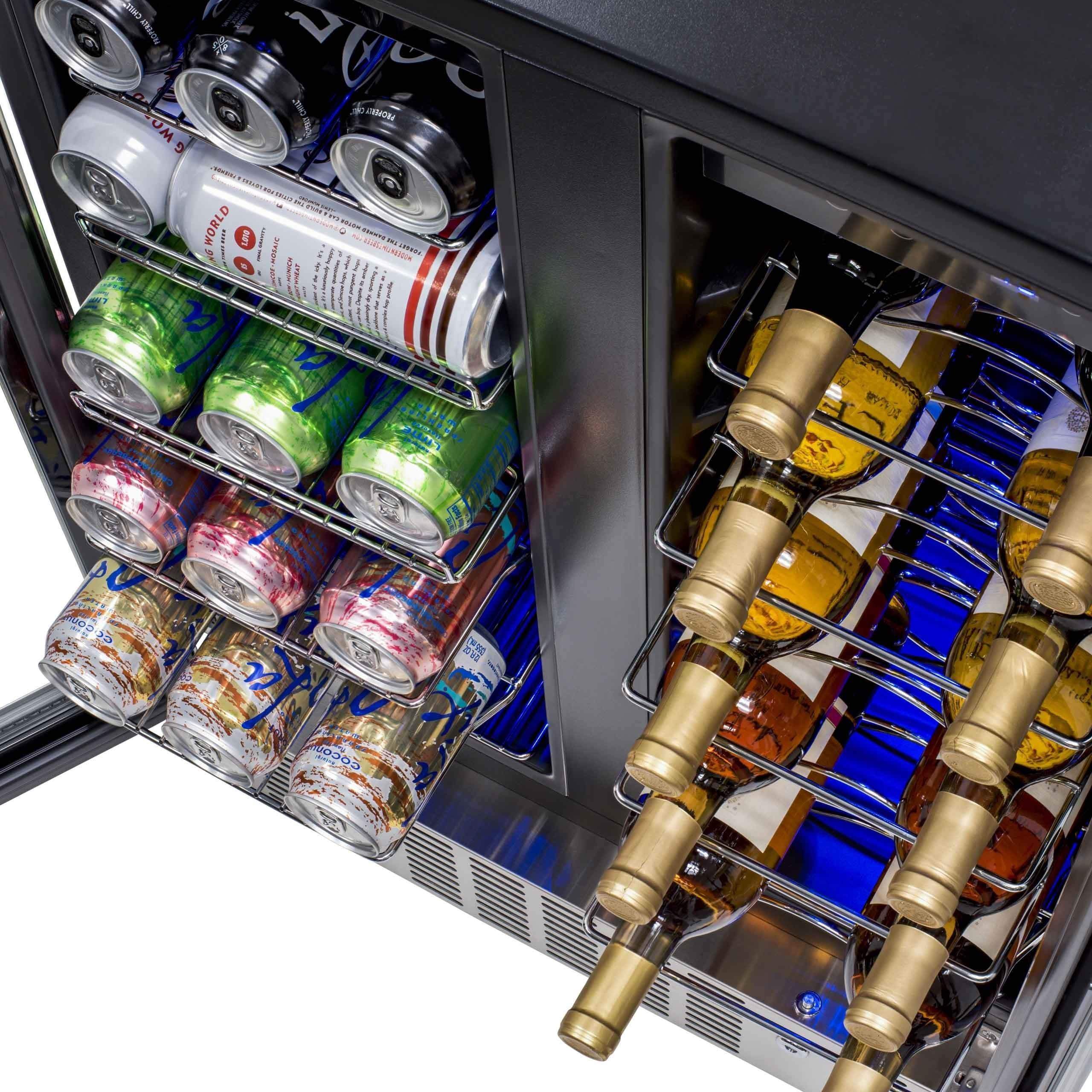 NewAir 24” Wide Built-in 18 Bottle and 58 Cans Dual Zone Wine and Beverage Fridge AWB-360DB