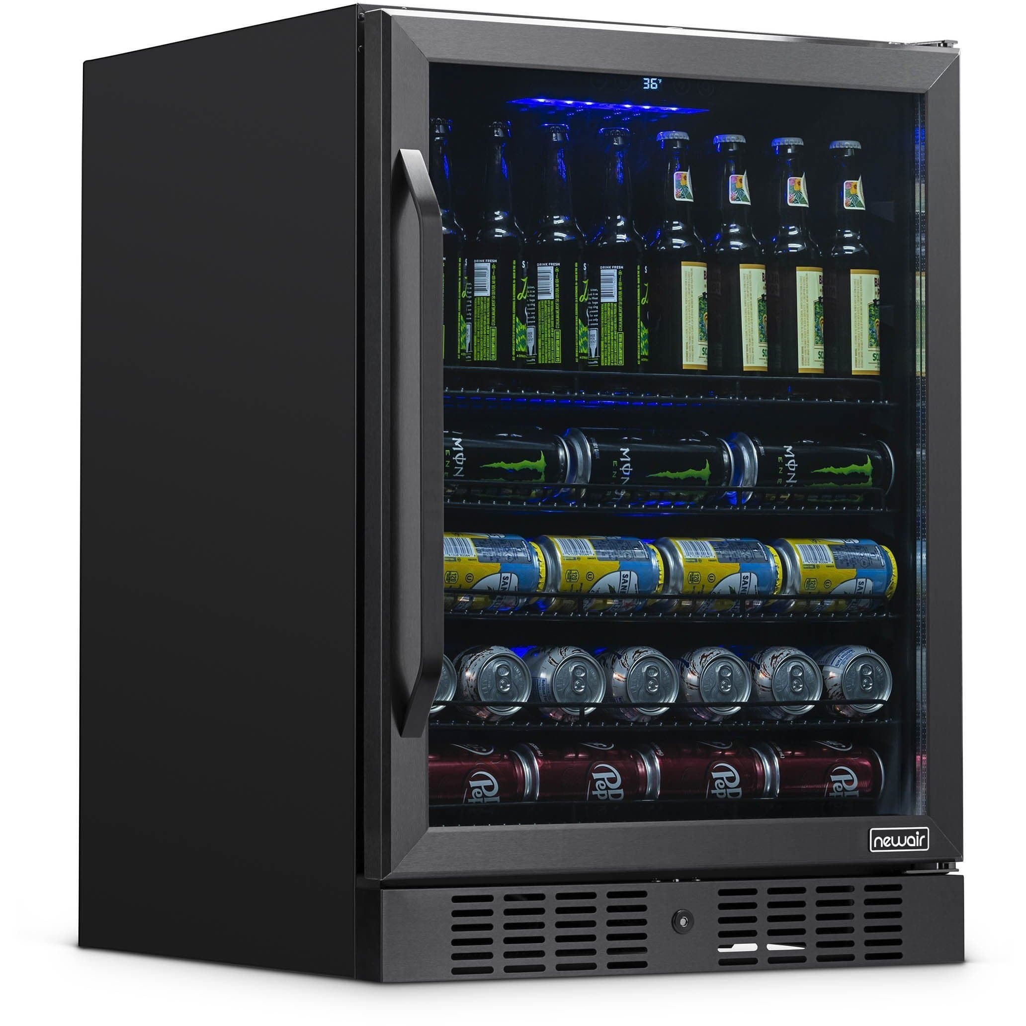 NewAir 24” Wide Built-in Stainless Steel 177 Can Beverage Fridge NBC177BS00