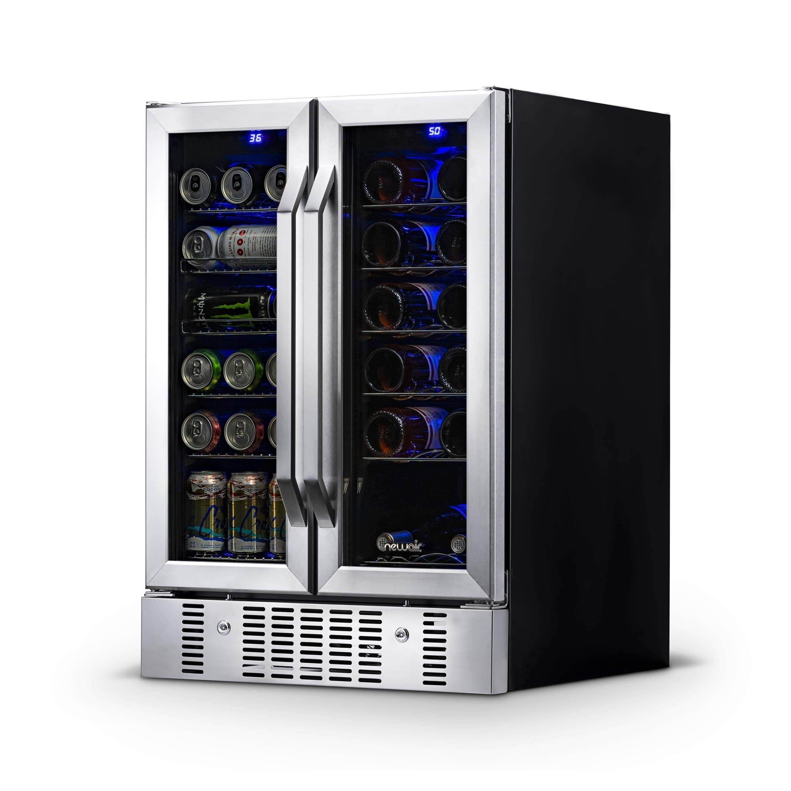 NewAir 24” Wide Built-in 18 Bottle and 58 Cans Dual Zone Wine and Beverage Fridge AWB-360DB