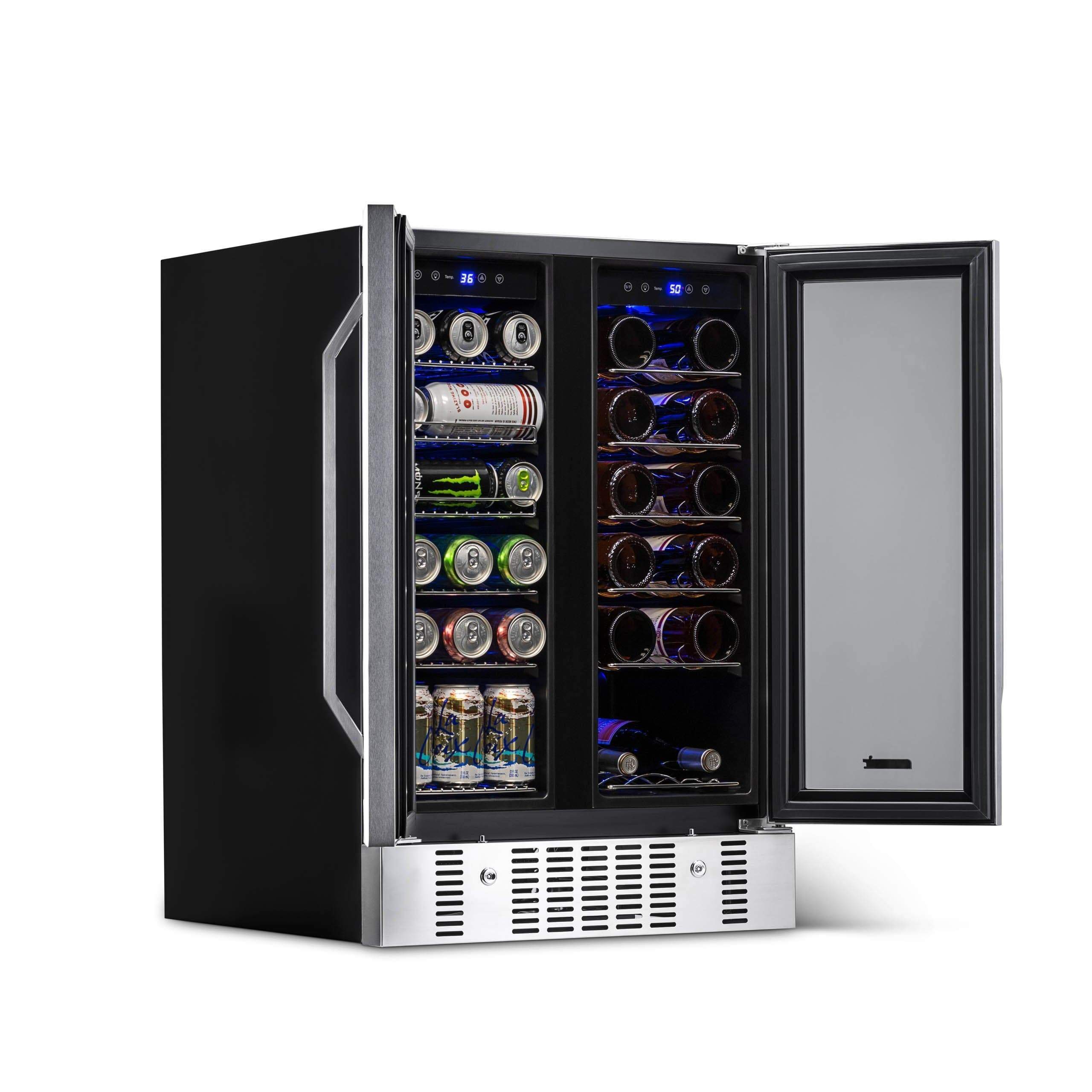NewAir 24” Wide Built-in 18 Bottle and 58 Cans Dual Zone Wine and Beverage Fridge AWB-360DB