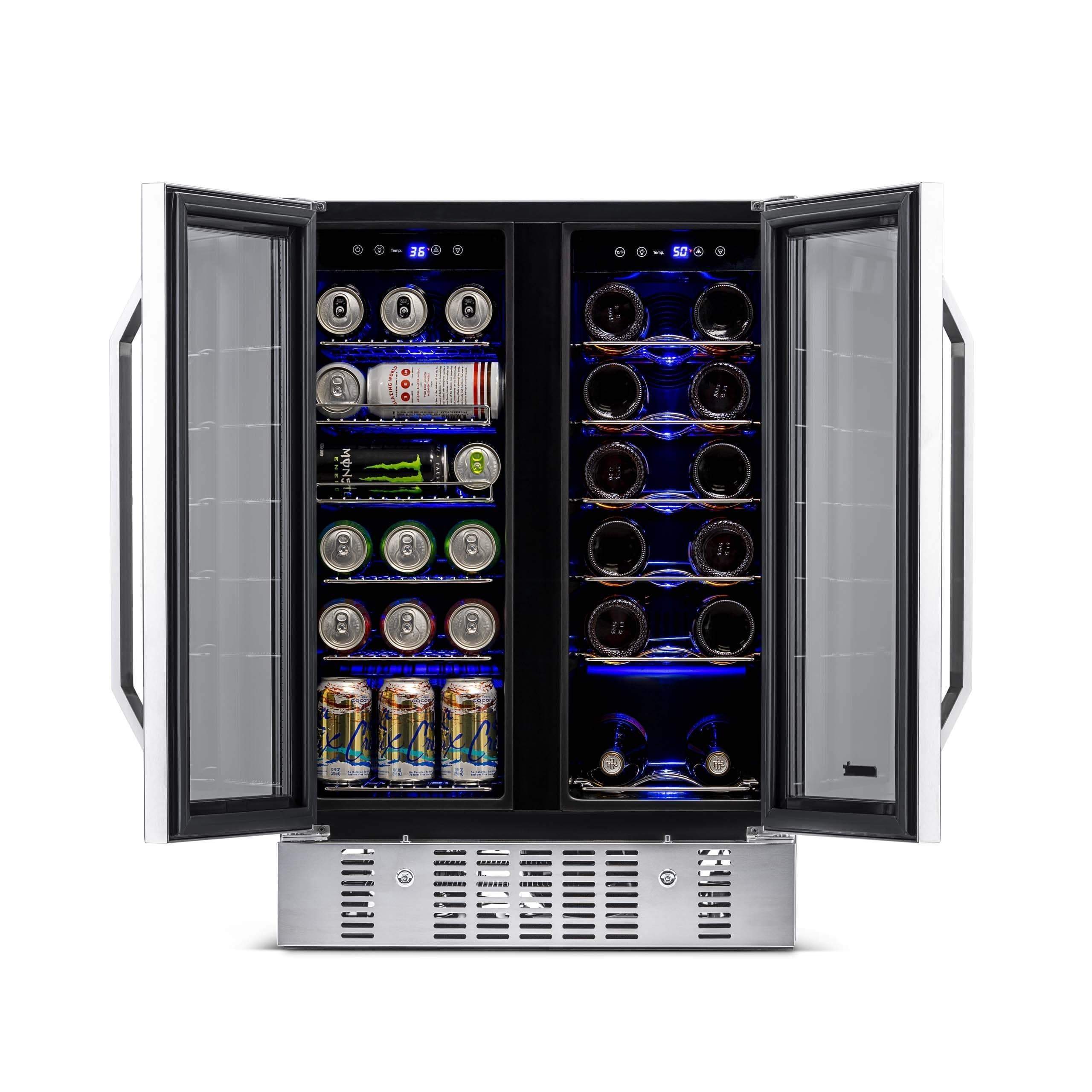 NewAir 24” Wide Built-in 18 Bottle and 58 Cans Dual Zone Wine and Beverage Fridge AWB-360DB