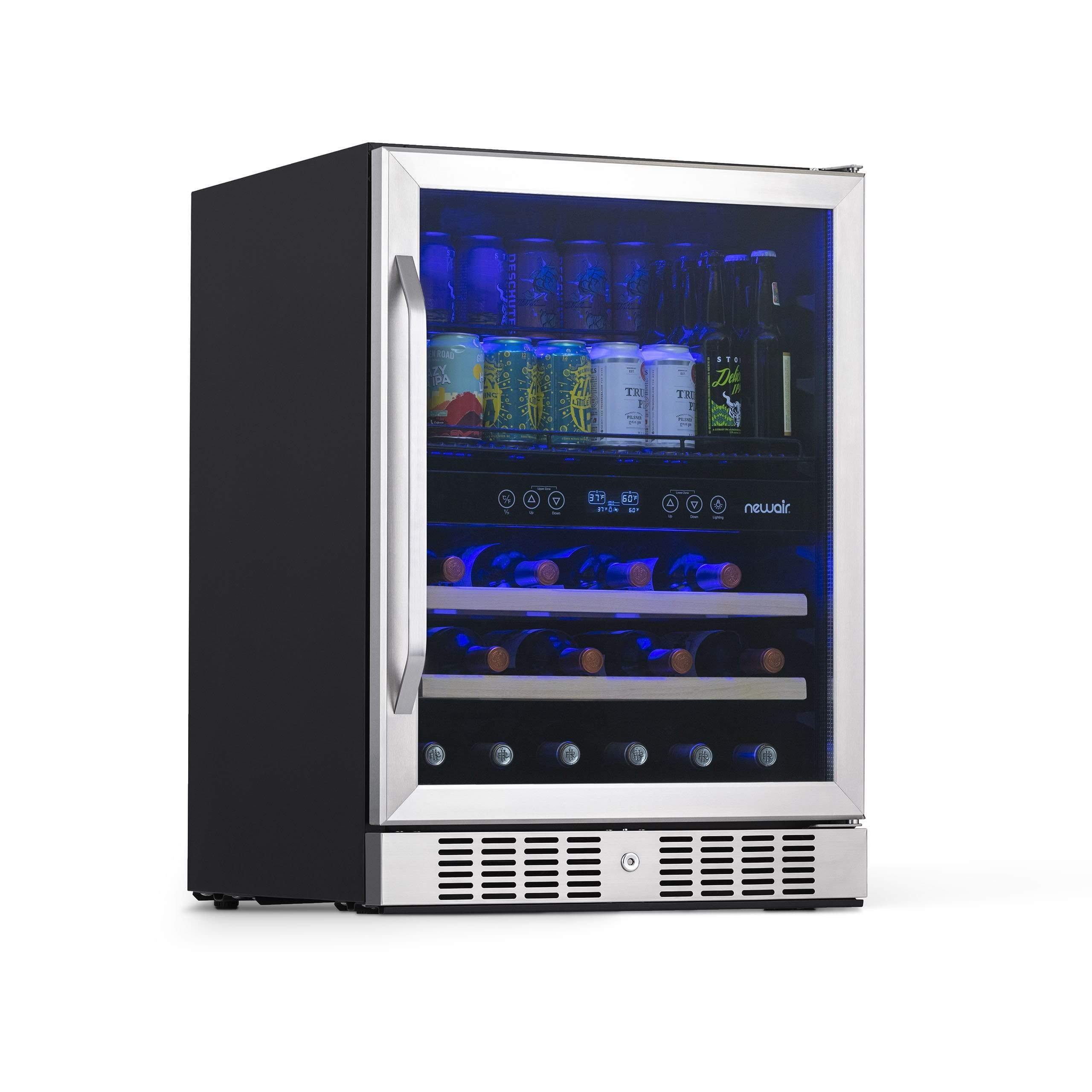 NewAir 24” Wide Built-in 20 Bottle and 70 Cans Dual Zone Wine and Beverage Fridge AWB-400DB