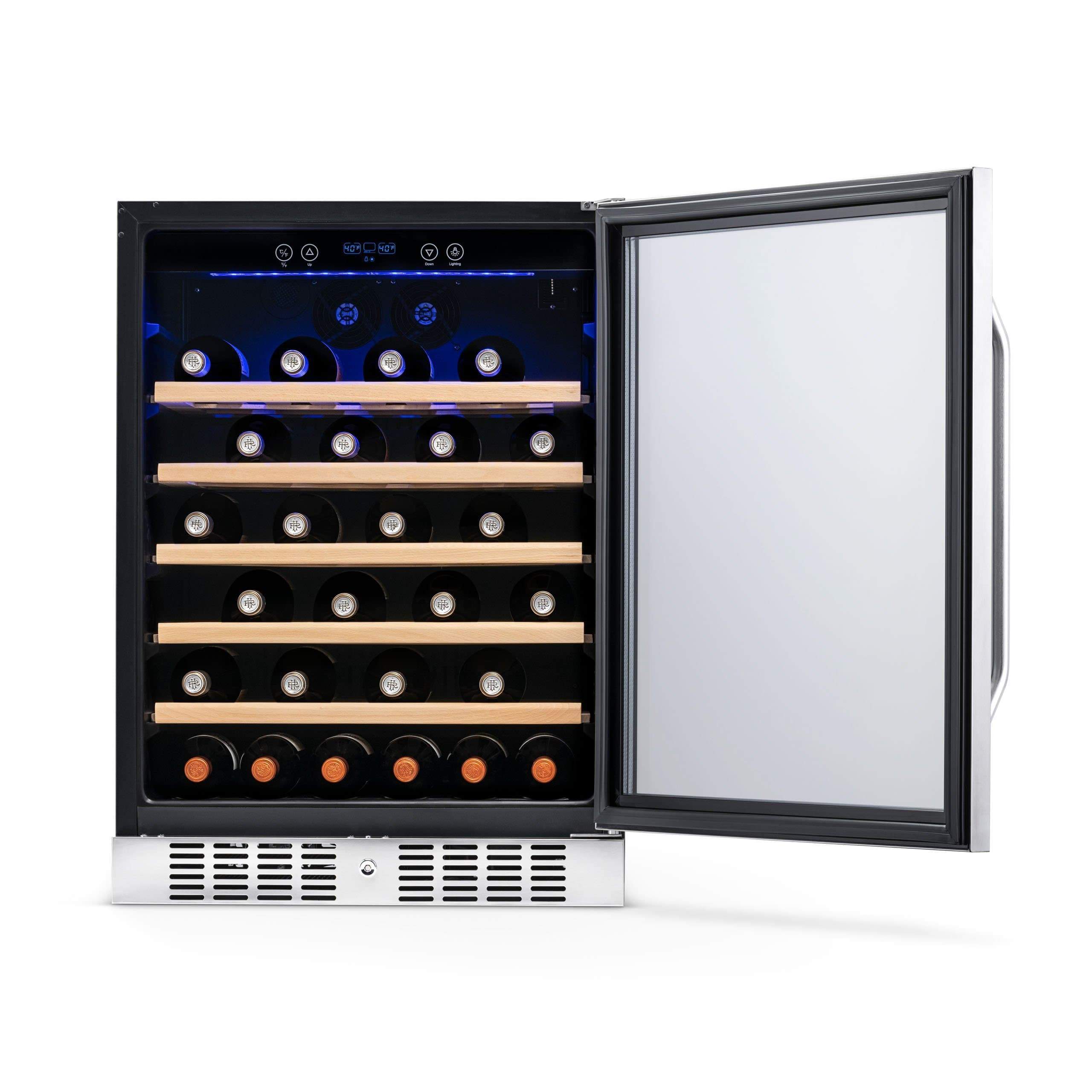 NewAir 24" Wide Built-In 52 Bottle Single Zone Wine Refrigerator AWR-520SB