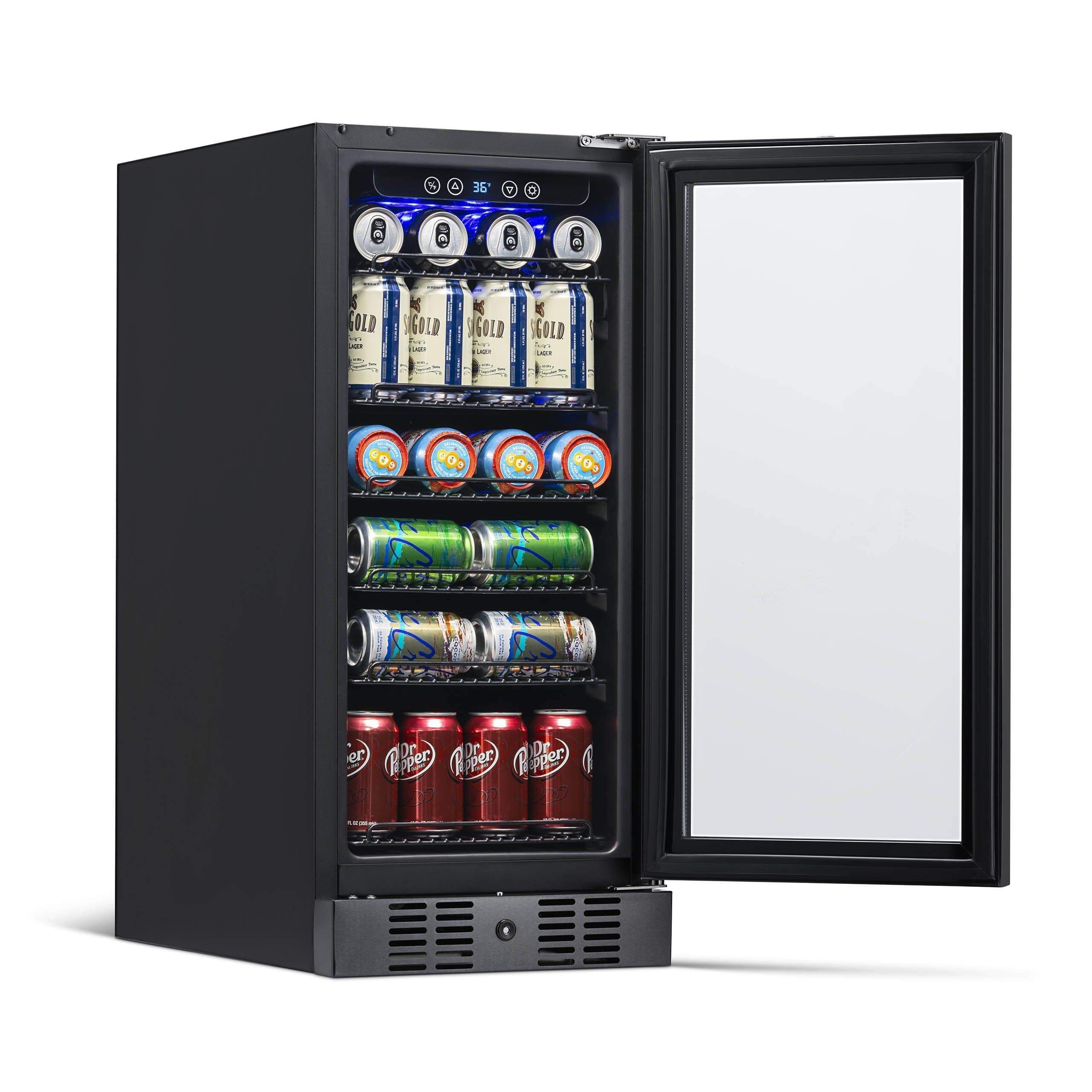 NewAir 15” Wide Built-in Stainless Steel 96 Can Beverage Fridge NBC096BS00