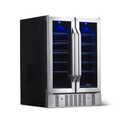 NewAir 24” Wide Built-in 18 Bottle and 58 Cans Dual Zone Wine and Beverage Fridge AWB-360DB