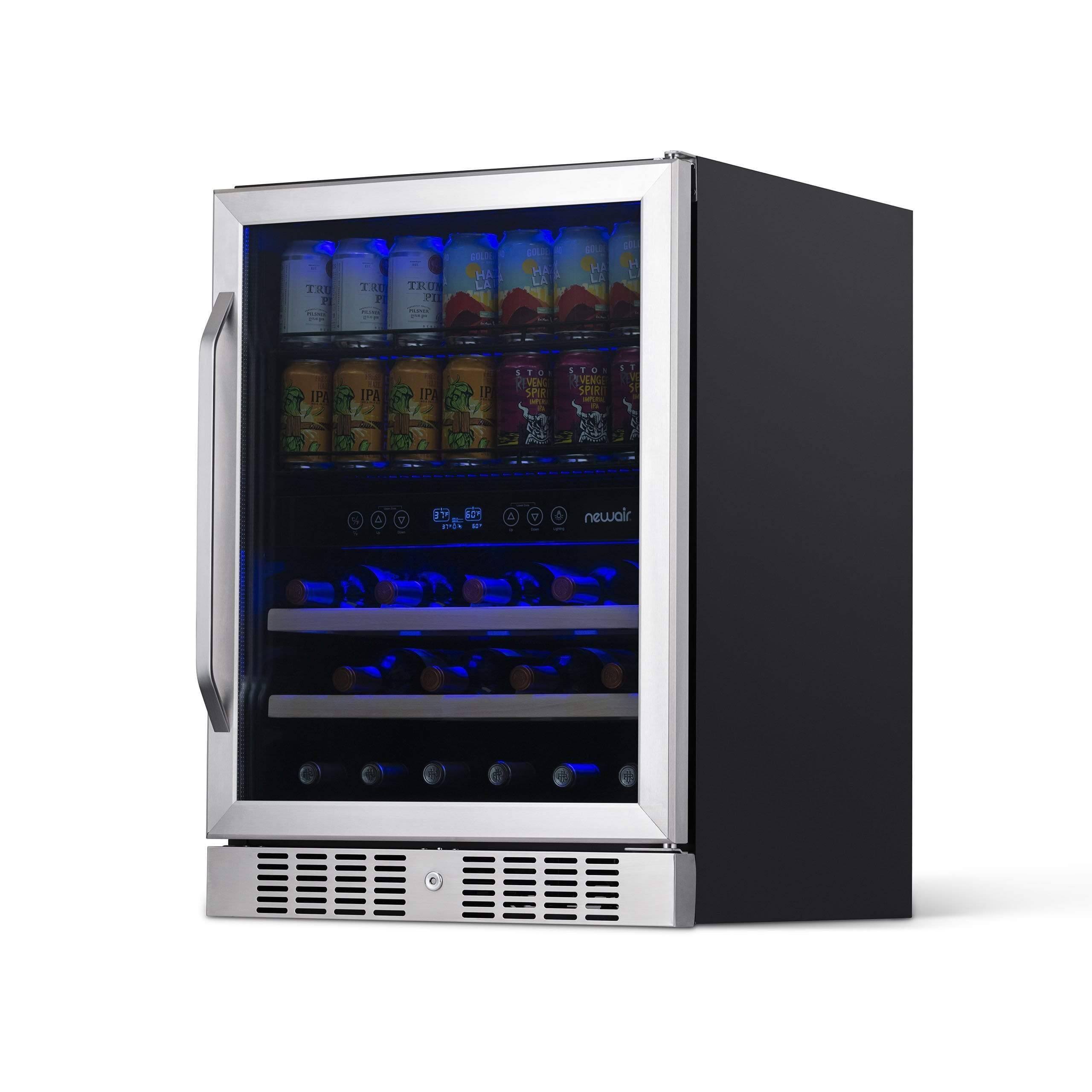 NewAir 24” Wide Built-in 20 Bottle and 70 Cans Dual Zone Wine and Beverage Fridge AWB-400DB