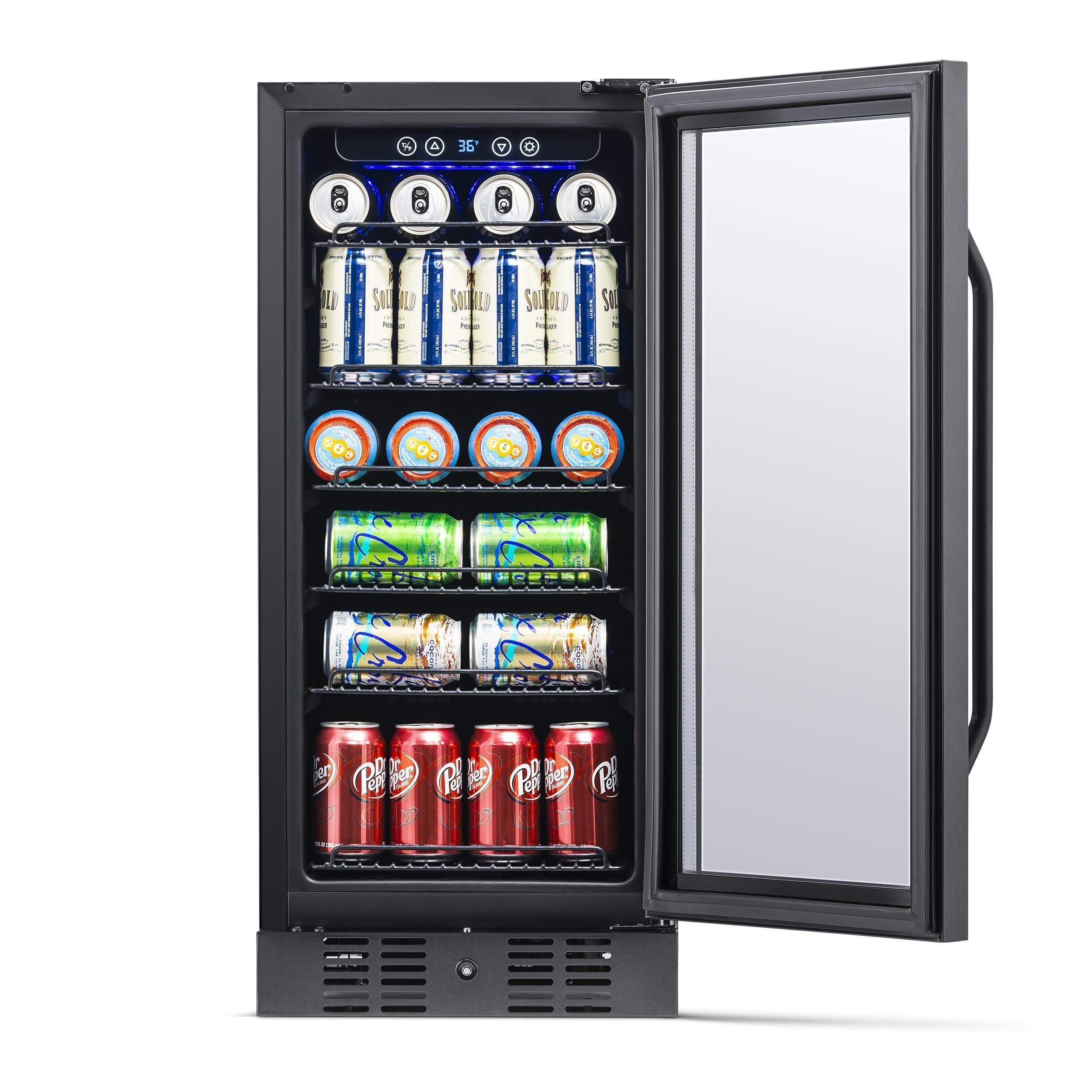 NewAir 15” Wide Built-in Stainless Steel 96 Can Beverage Fridge NBC096BS00