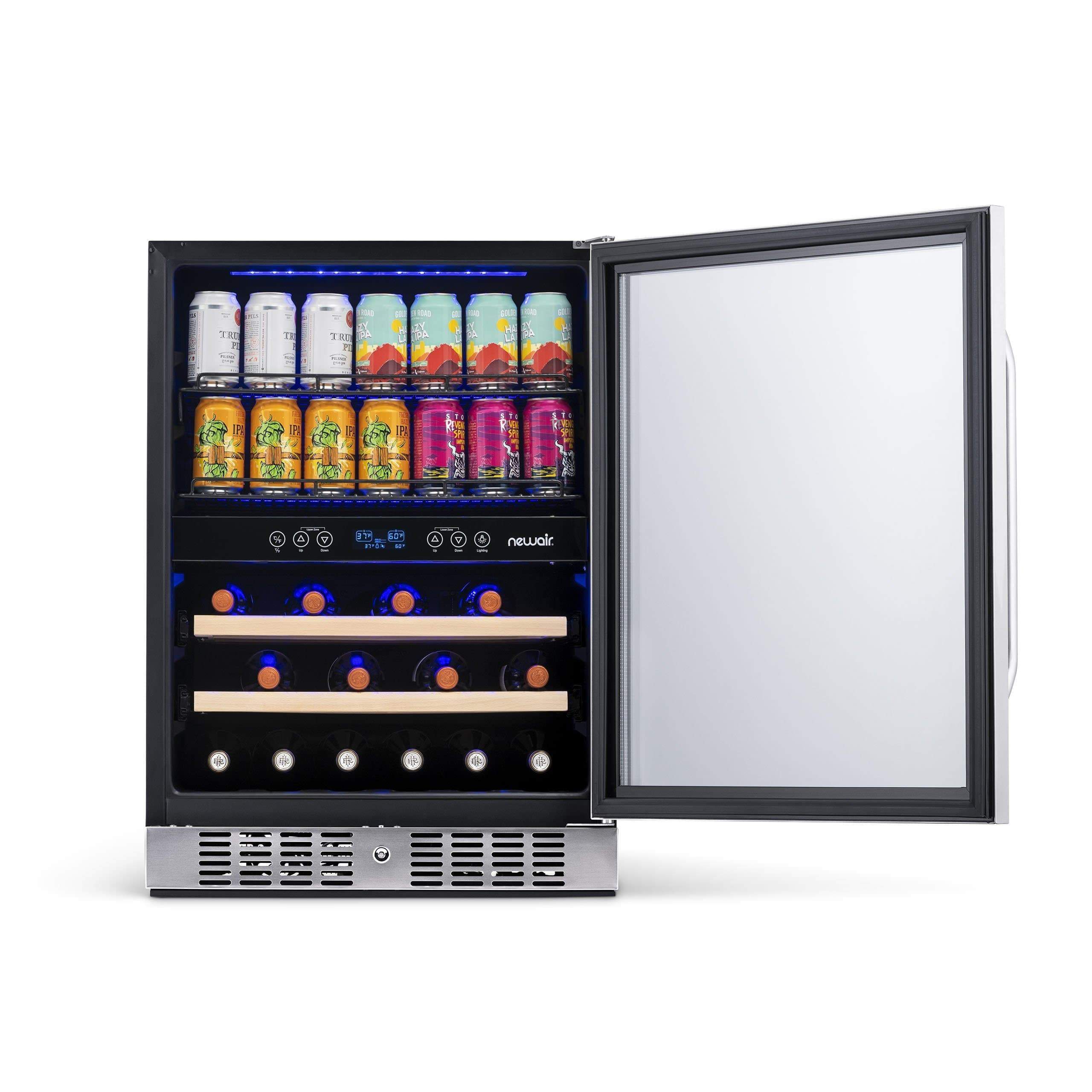 NewAir 24” Wide Built-in 20 Bottle and 70 Cans Dual Zone Wine and Beverage Fridge AWB-400DB