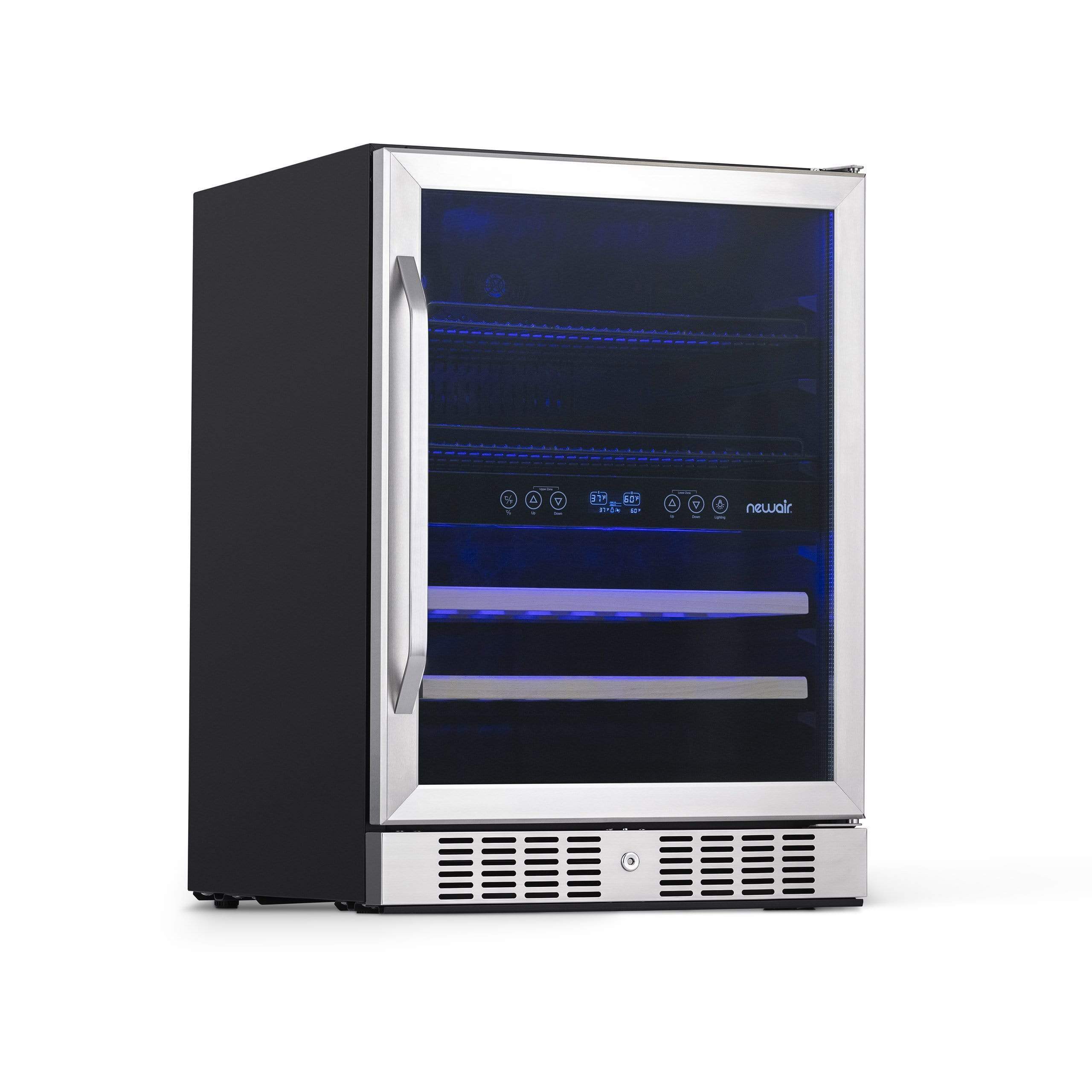 NewAir 24” Wide Built-in 20 Bottle and 70 Cans Dual Zone Wine and Beverage Fridge AWB-400DB