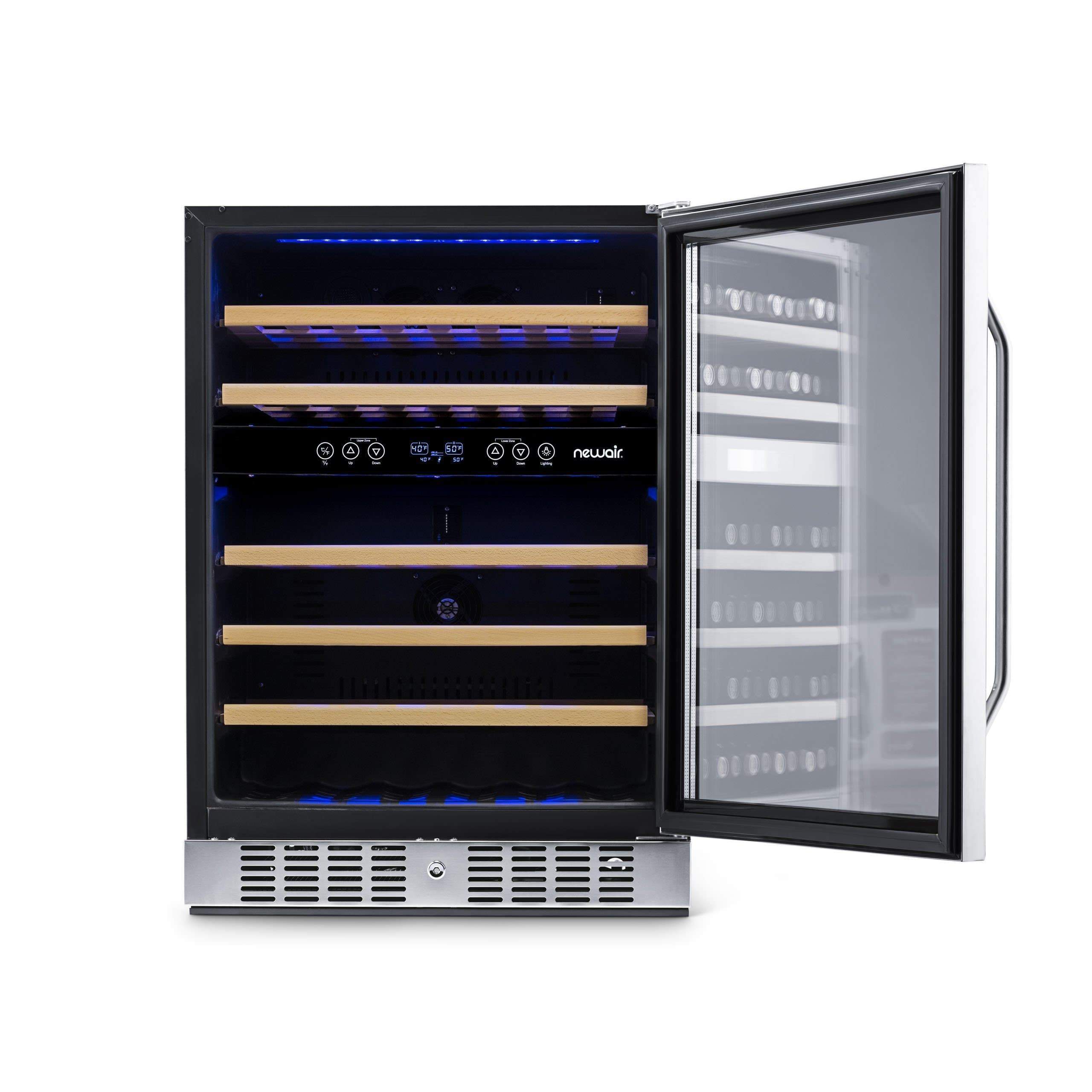 NewAir 24” Wide Built-in 46 Bottle Dual Zone Wine Refrigerator AWR-460DB