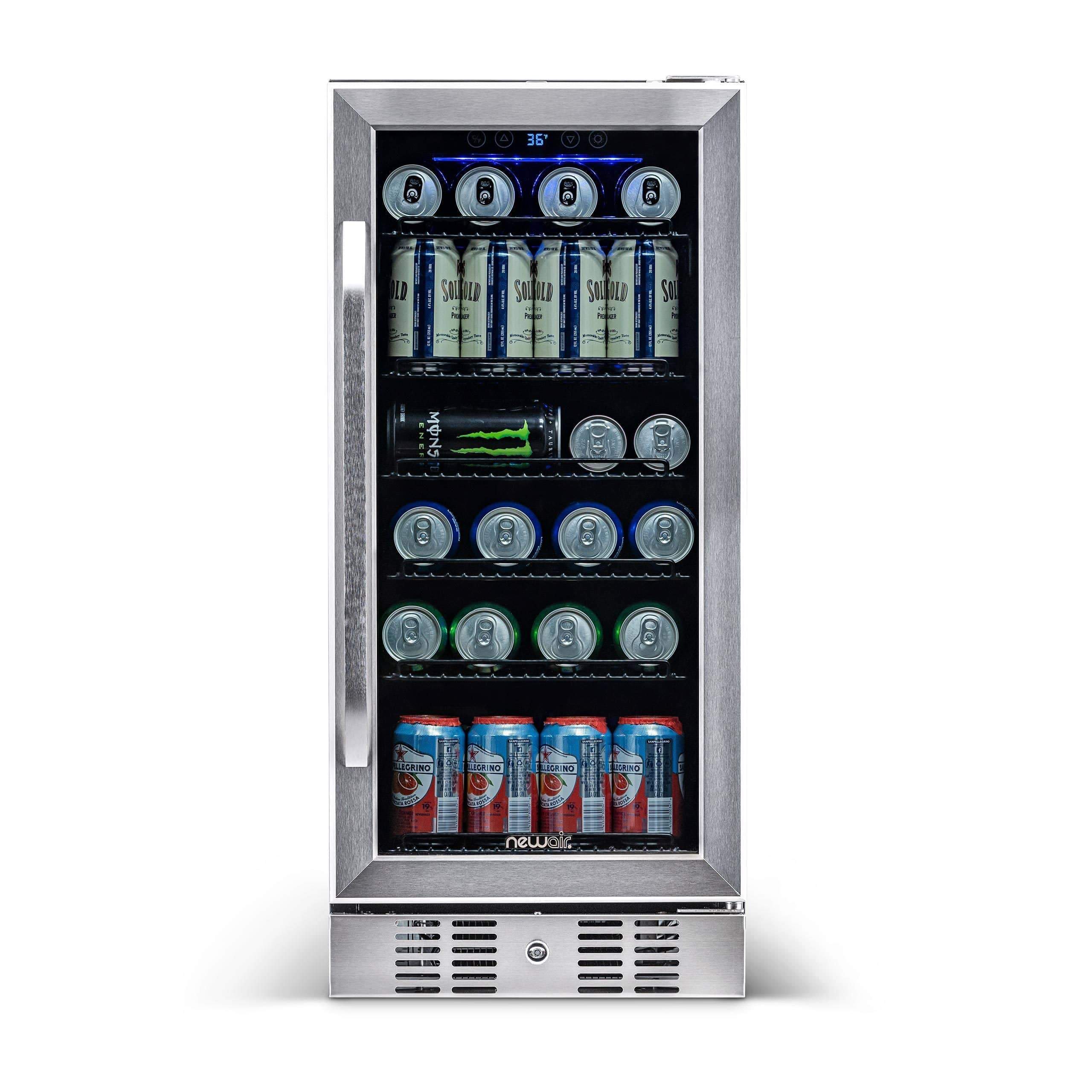 NewAir 15” Wide Built-in Stainless Steel 96 Can Beverage Fridge ABR-960