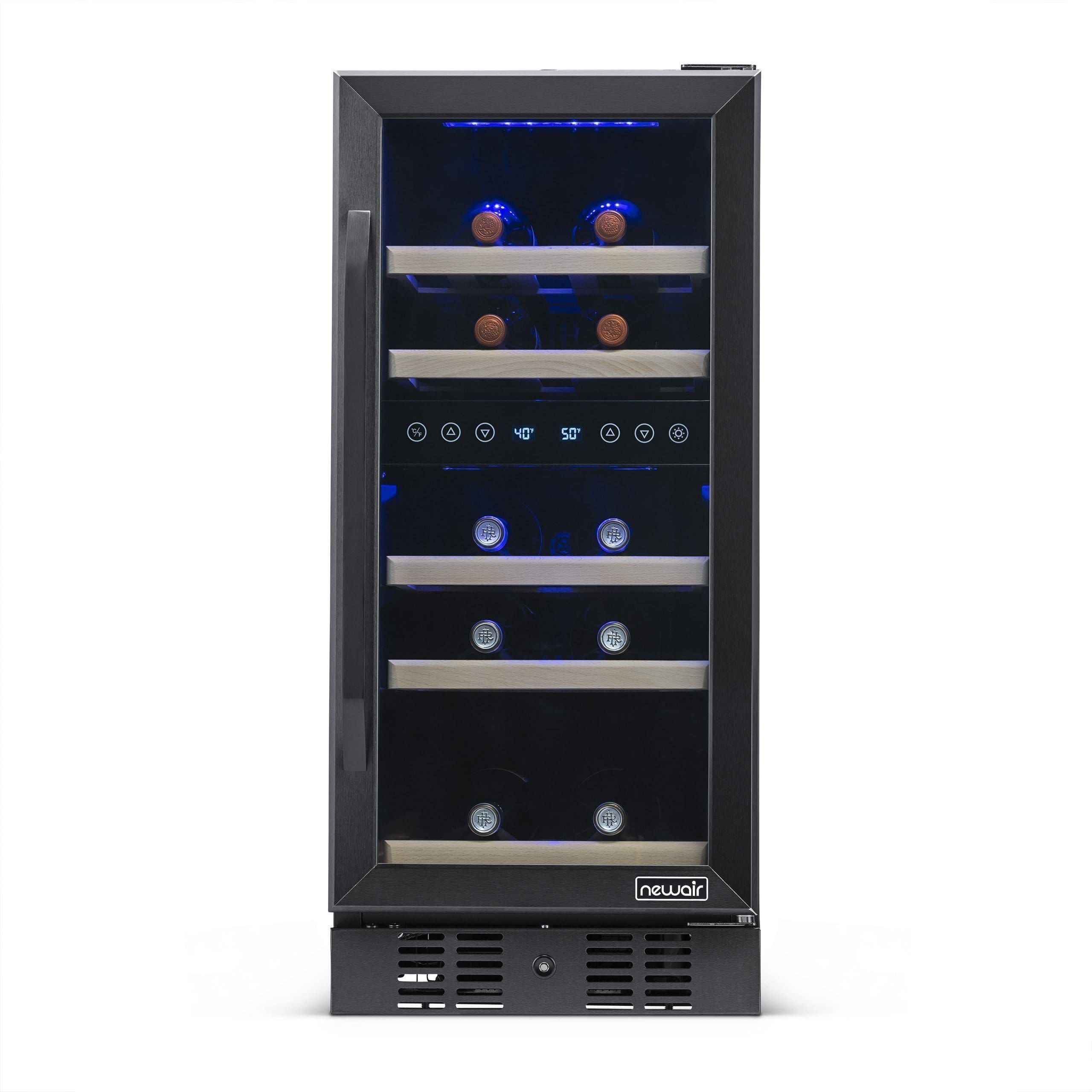NewAir 15” Wide Stainless Steel 29 Bottle Dual Zone Wine Refrigerator NWC029BS00
