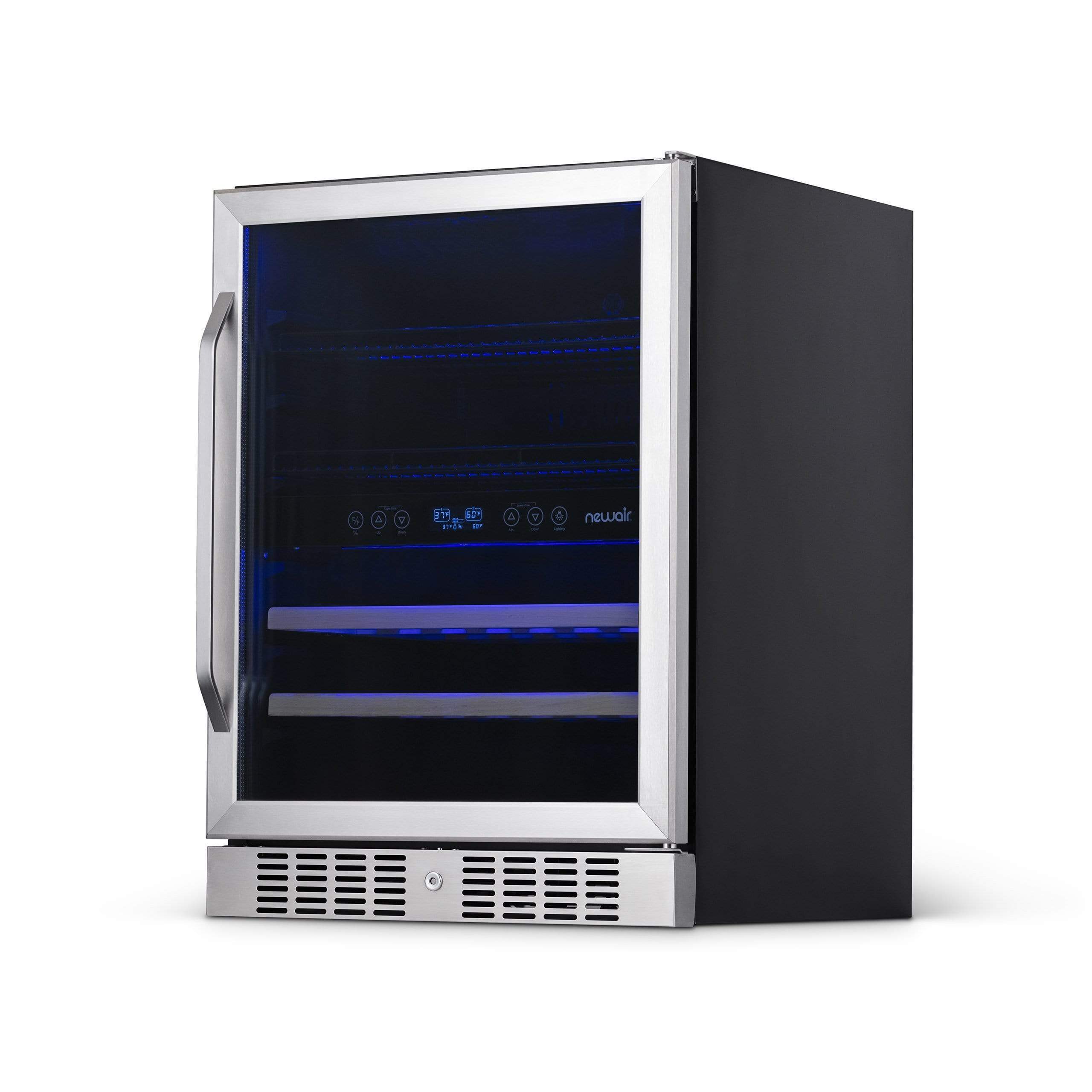 NewAir 24” Wide Built-in 20 Bottle and 70 Cans Dual Zone Wine and Beverage Fridge AWB-400DB