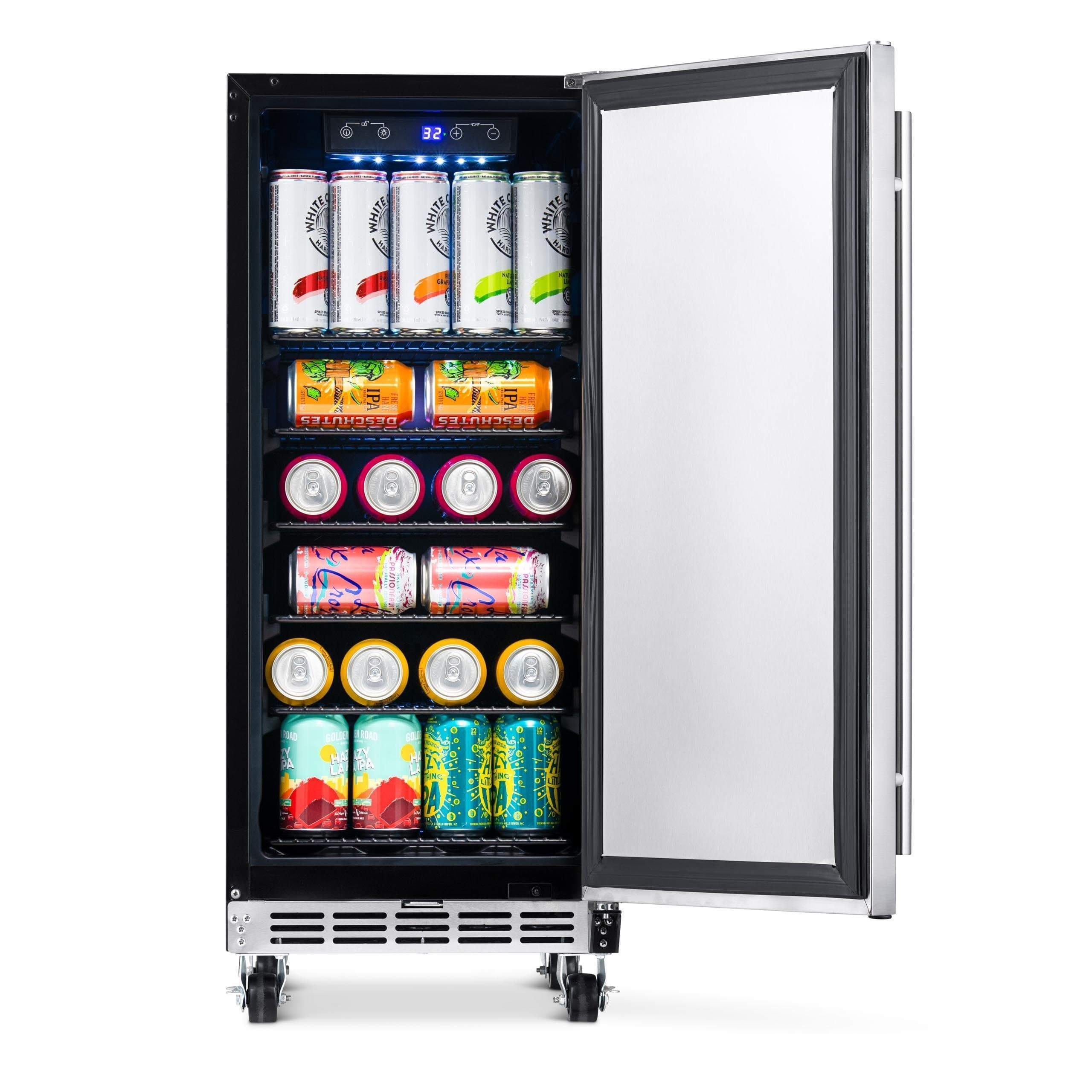 NewAir 15” Wide Built-in 90 Cans Outdoor Beverage Fridge NOF090SS00