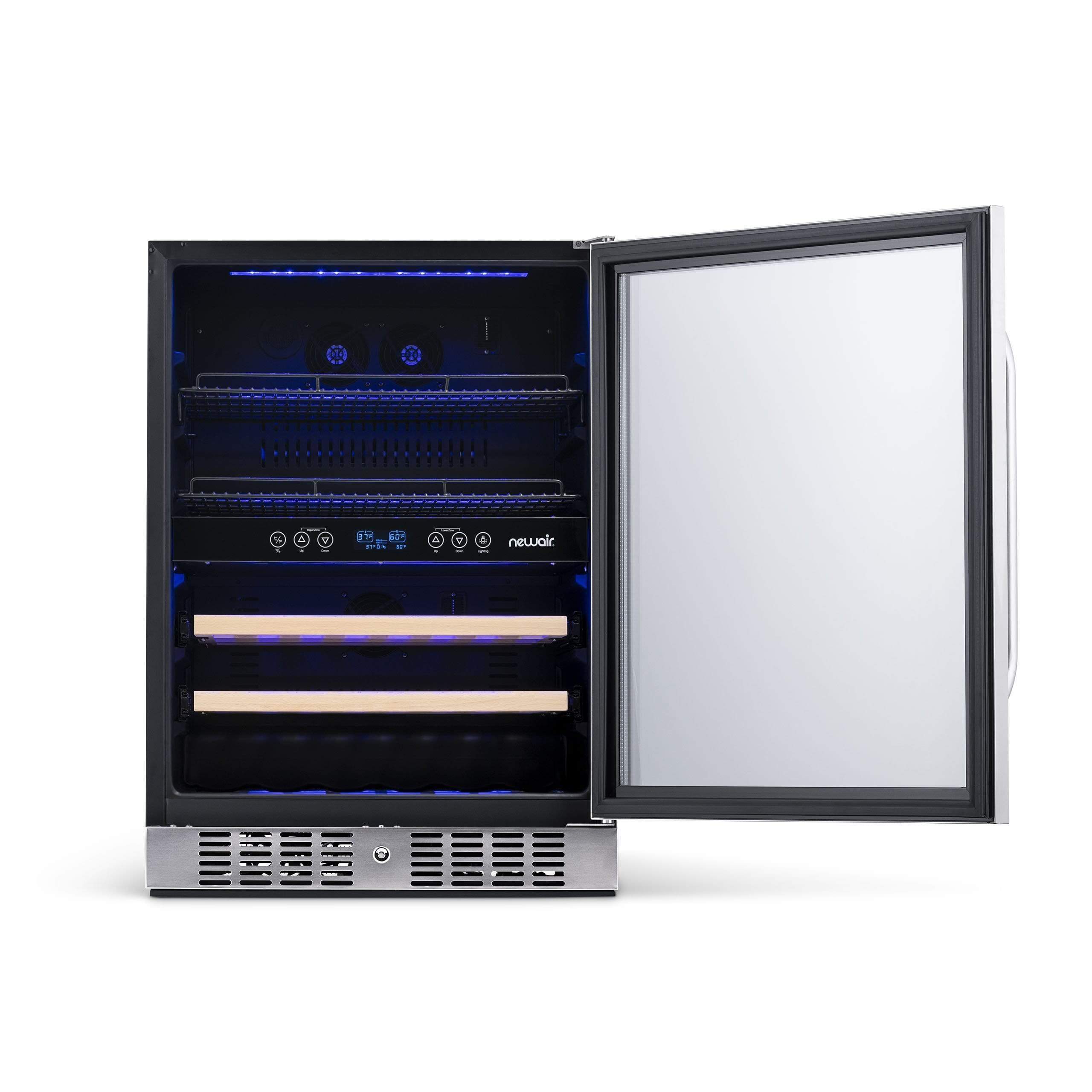 NewAir 24” Wide Built-in 20 Bottle and 70 Cans Dual Zone Wine and Beverage Fridge AWB-400DB