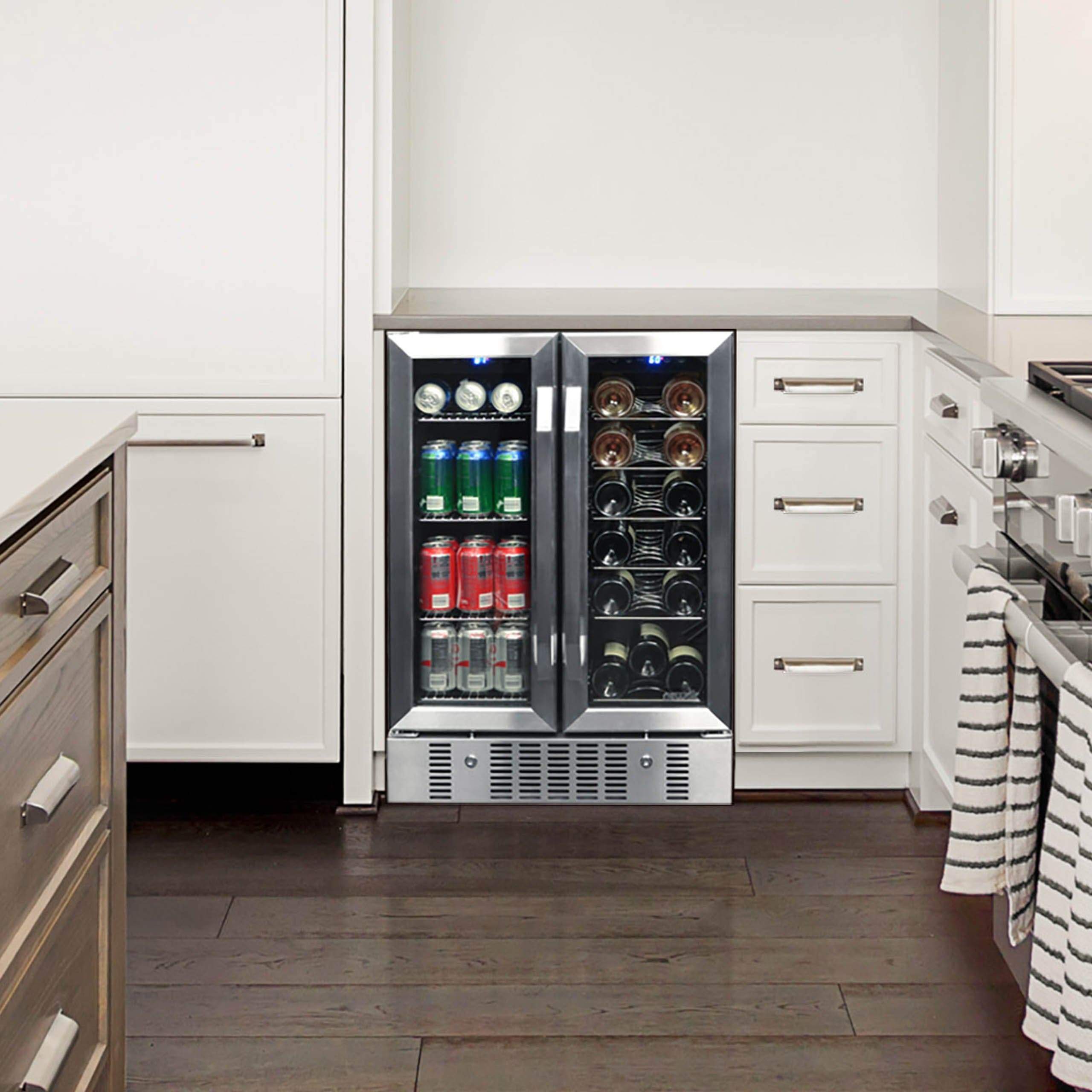NewAir 24” Wide Built-in 18 Bottle and 58 Cans Dual Zone Wine and Beverage Fridge AWB-360DB