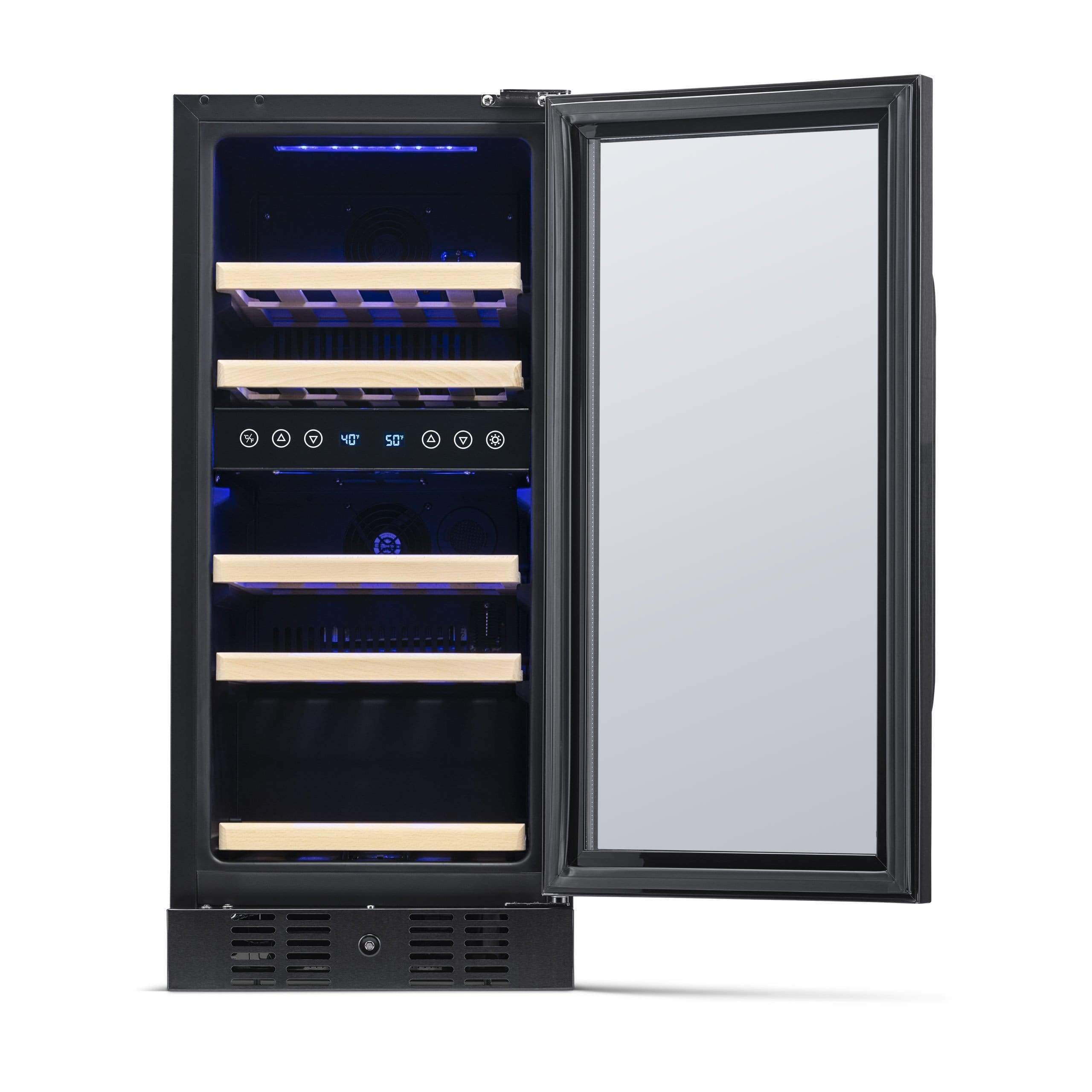 NewAir 15” Wide Stainless Steel 29 Bottle Dual Zone Wine Refrigerator NWC029BS00