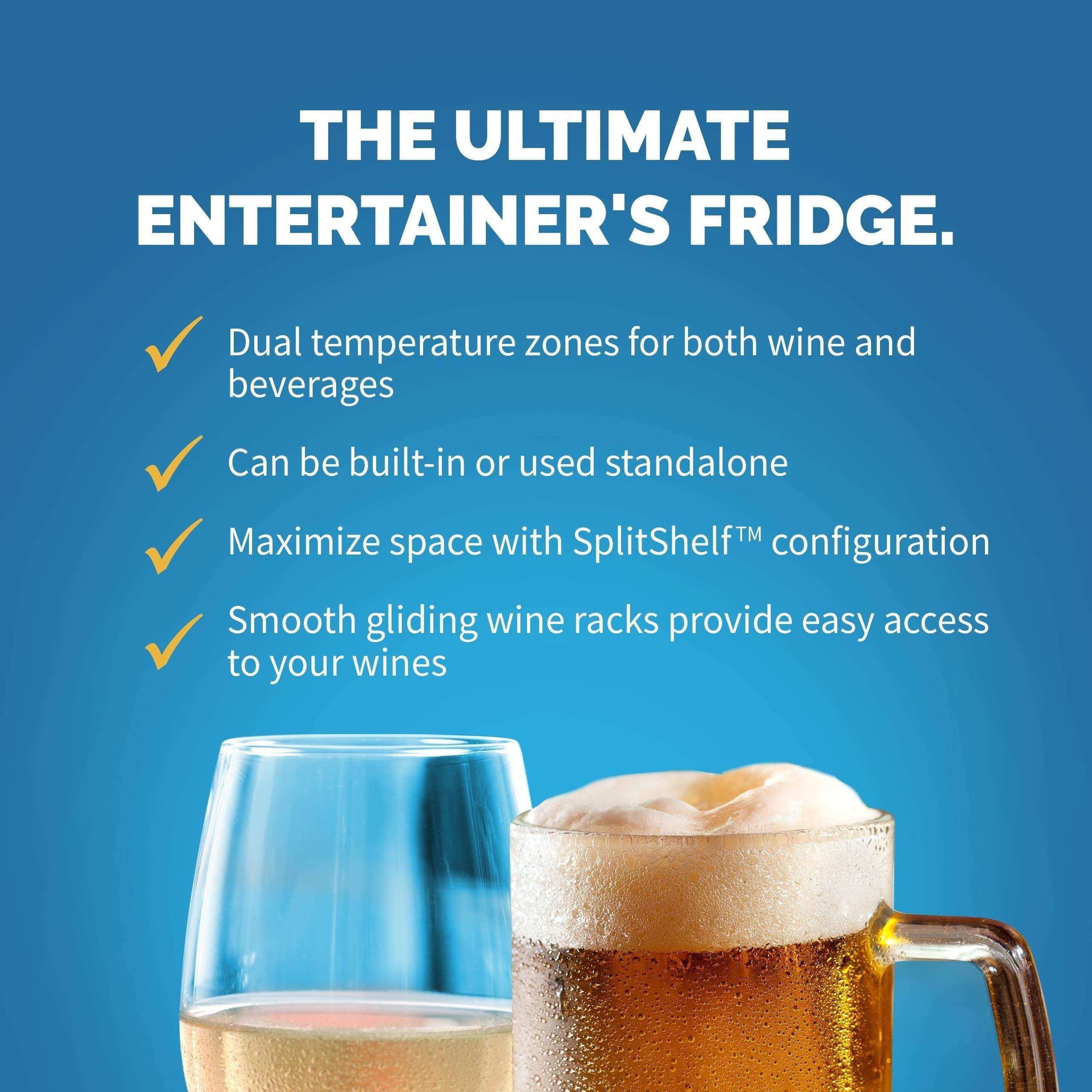 NewAir 24” Wide Built-in 20 Bottle and 70 Cans Dual Zone Wine and Beverage Fridge AWB-400DB