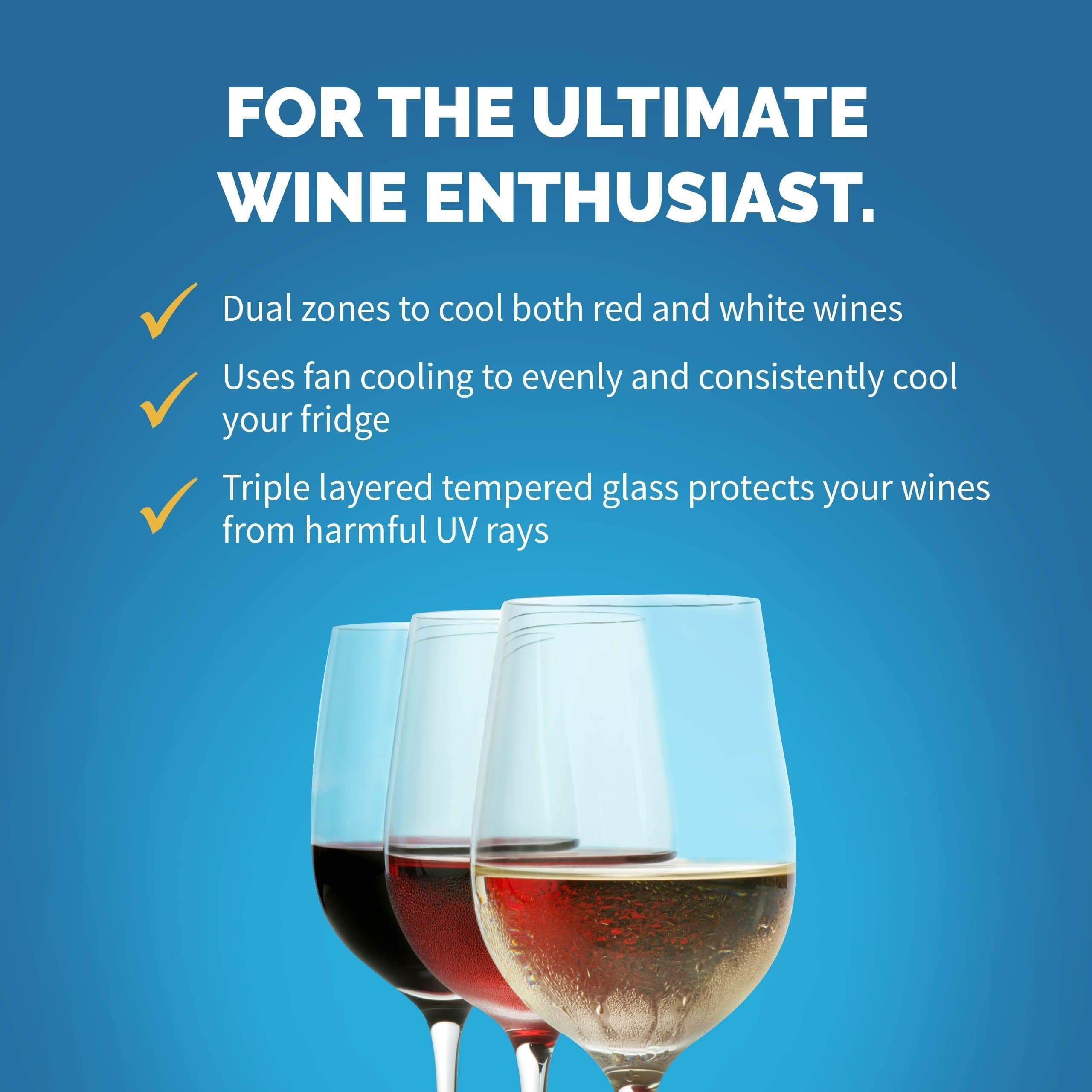 NewAir 24” Wide Built-in 46 Bottle Dual Zone Wine Refrigerator AWR-460DB