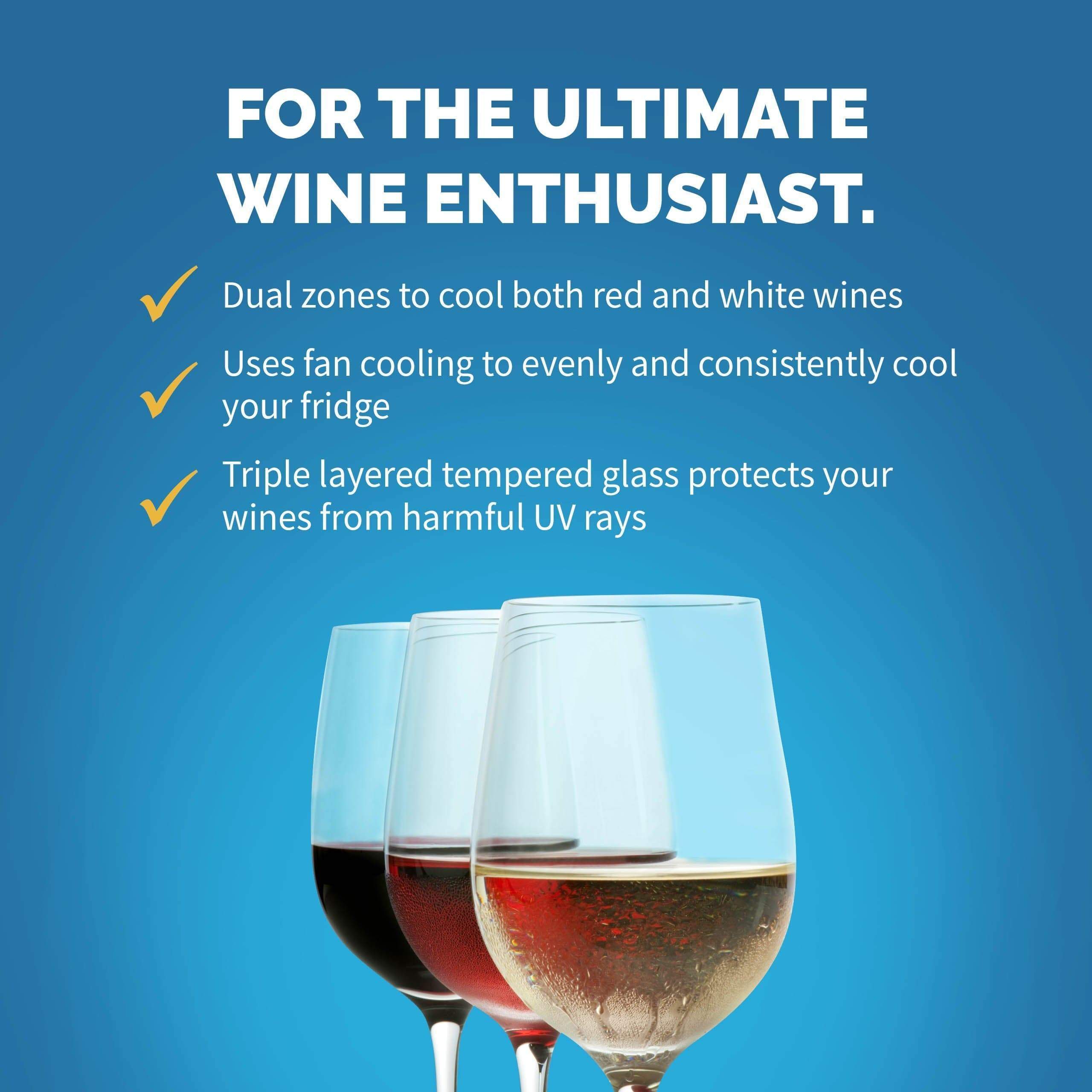 NewAir 15” Wide Stainless Steel 29 Bottle Dual Zone Wine Refrigerator NWC029BS00