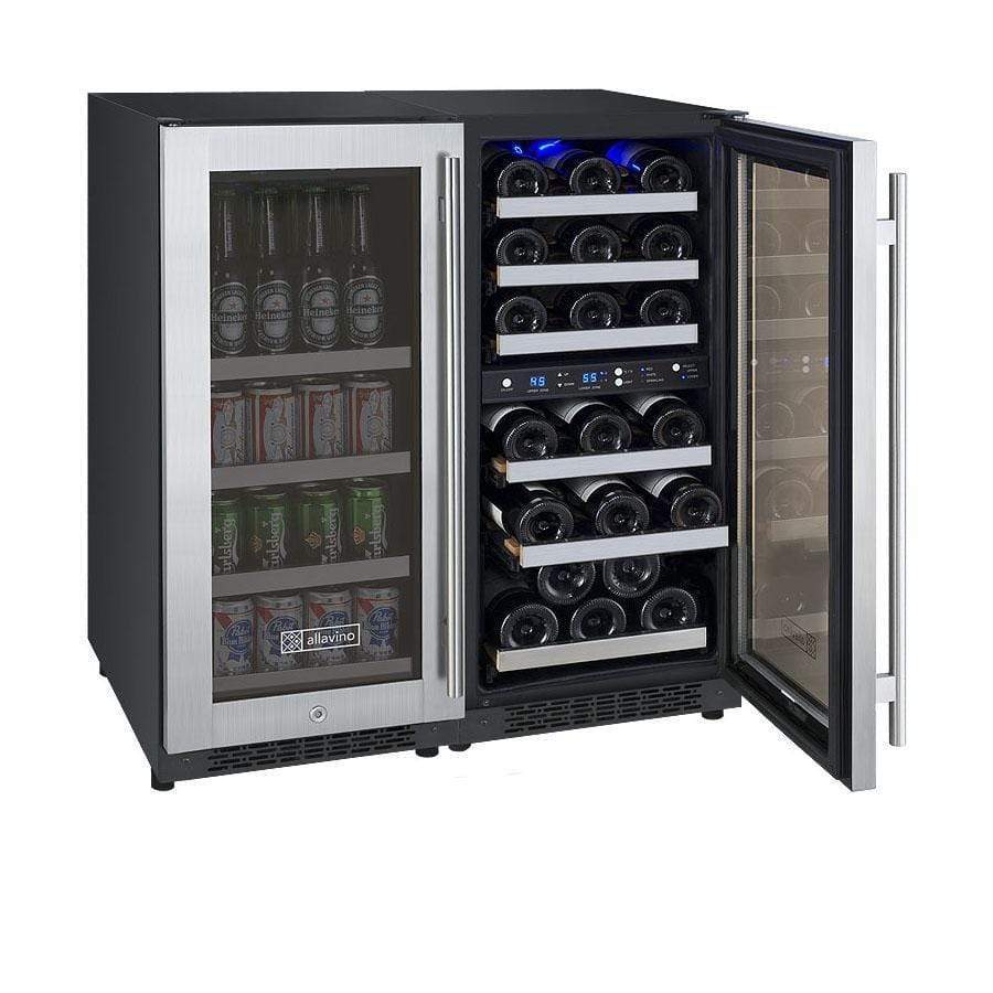 Allavino 30" Wide FlexCount Triple Zone Stainless Steel Built-In Beverage Center 3Z-VSWB15-3S20