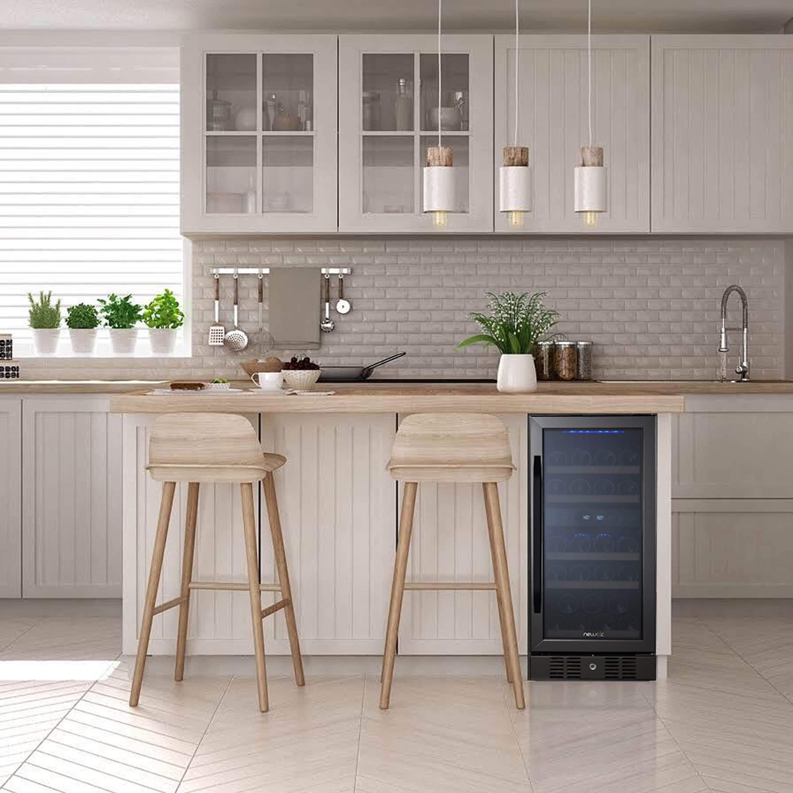 NewAir 15” Wide Stainless Steel 29 Bottle Dual Zone Wine Refrigerator NWC029BS00