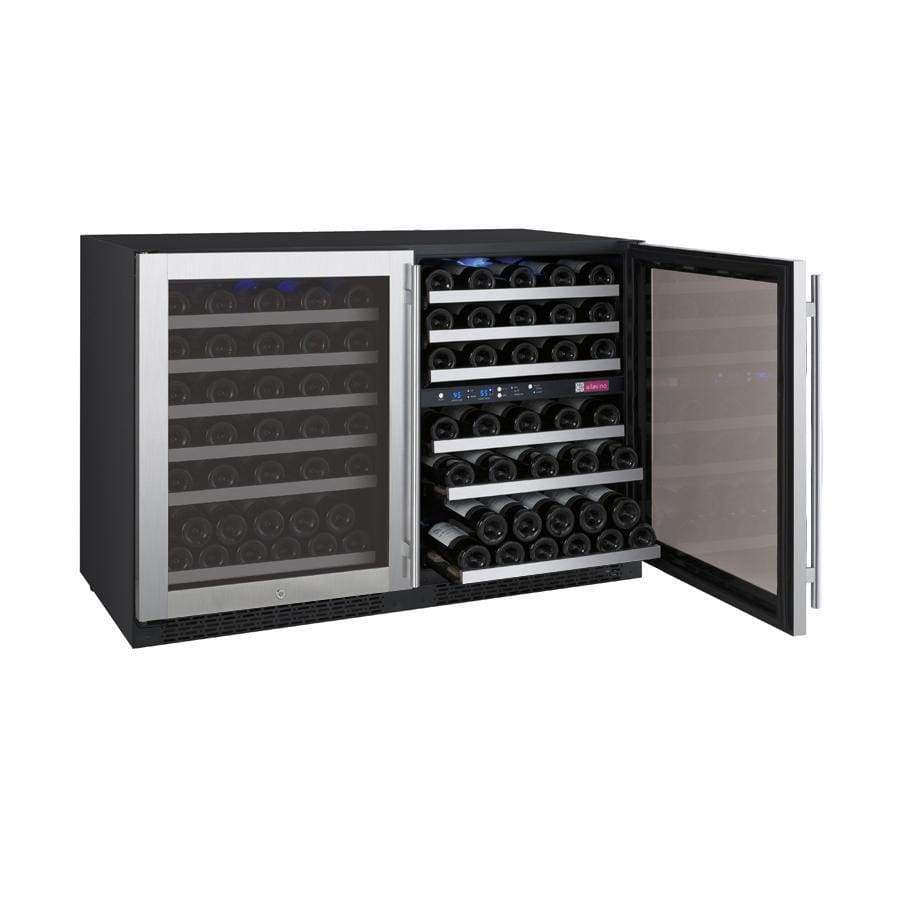 Allavino - 47" Wide FlexCount II Tru-Vino 112 Bottle Three Zone Stainless Steel Side-by-Side Wine Refrigerator 3Z-VSWR5656-S20