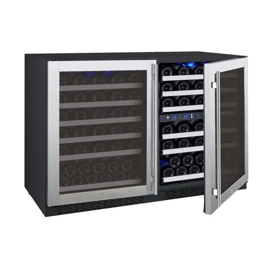 Allavino - 47" Wide FlexCount II Tru-Vino 112 Bottle Three Zone Stainless Steel Side-by-Side Wine Refrigerator 3Z-VSWR5656-S20