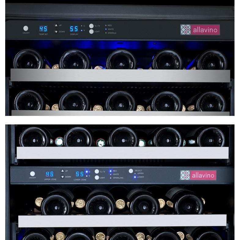 Allavino - 47" Wide FlexCount II Tru-Vino 112 Bottle Three Zone Stainless Steel Side-by-Side Wine Refrigerator 3Z-VSWR5656-S20
