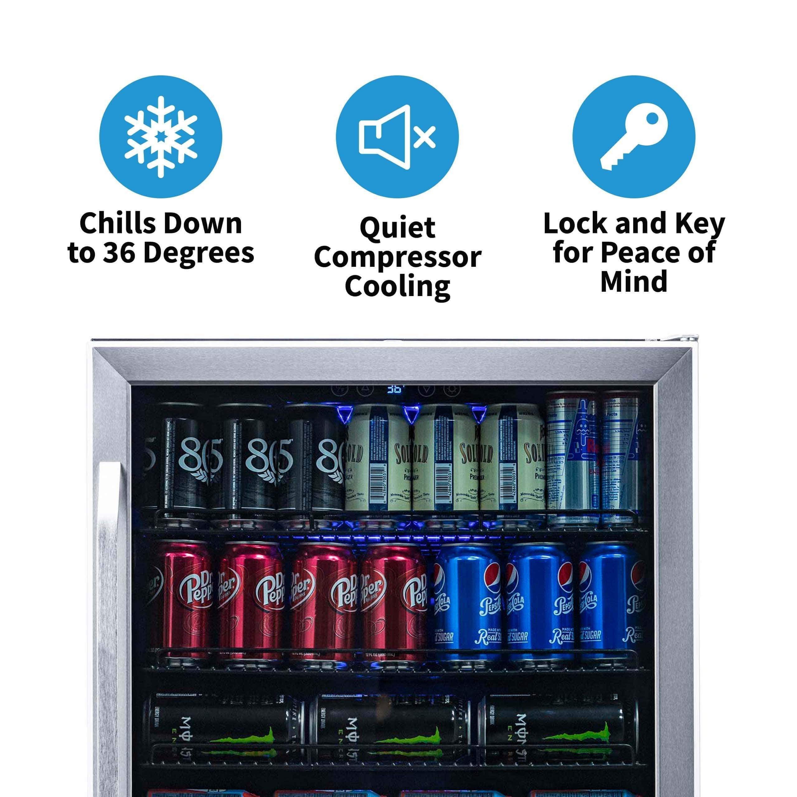 NewAir 24” Wide Built-in Stainless Steel 177 Cans Beverage Fridge ABR-1770