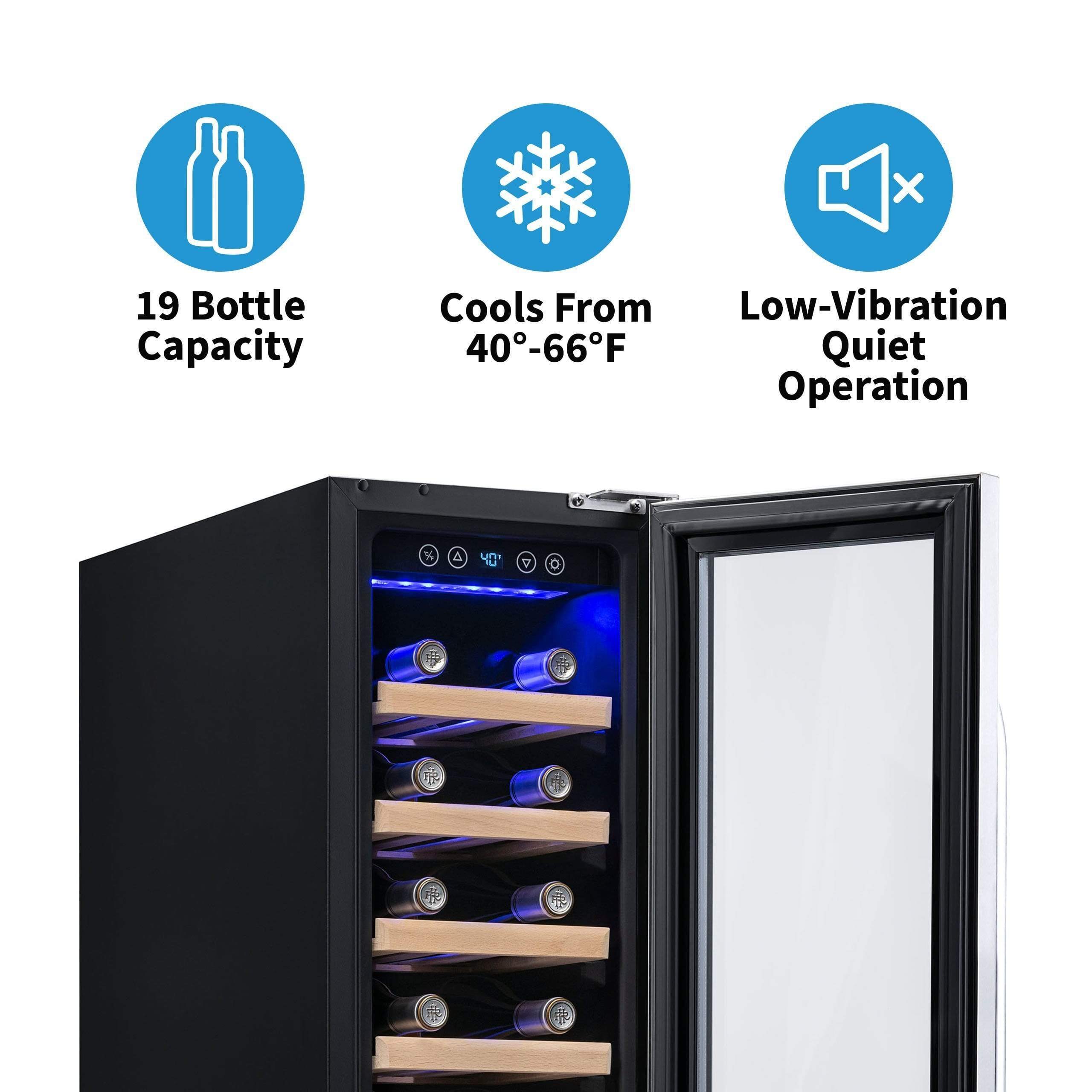 NewAir 12" Wide 19 Bottle Dual Zone Wine Refrigerator AWR-190SB