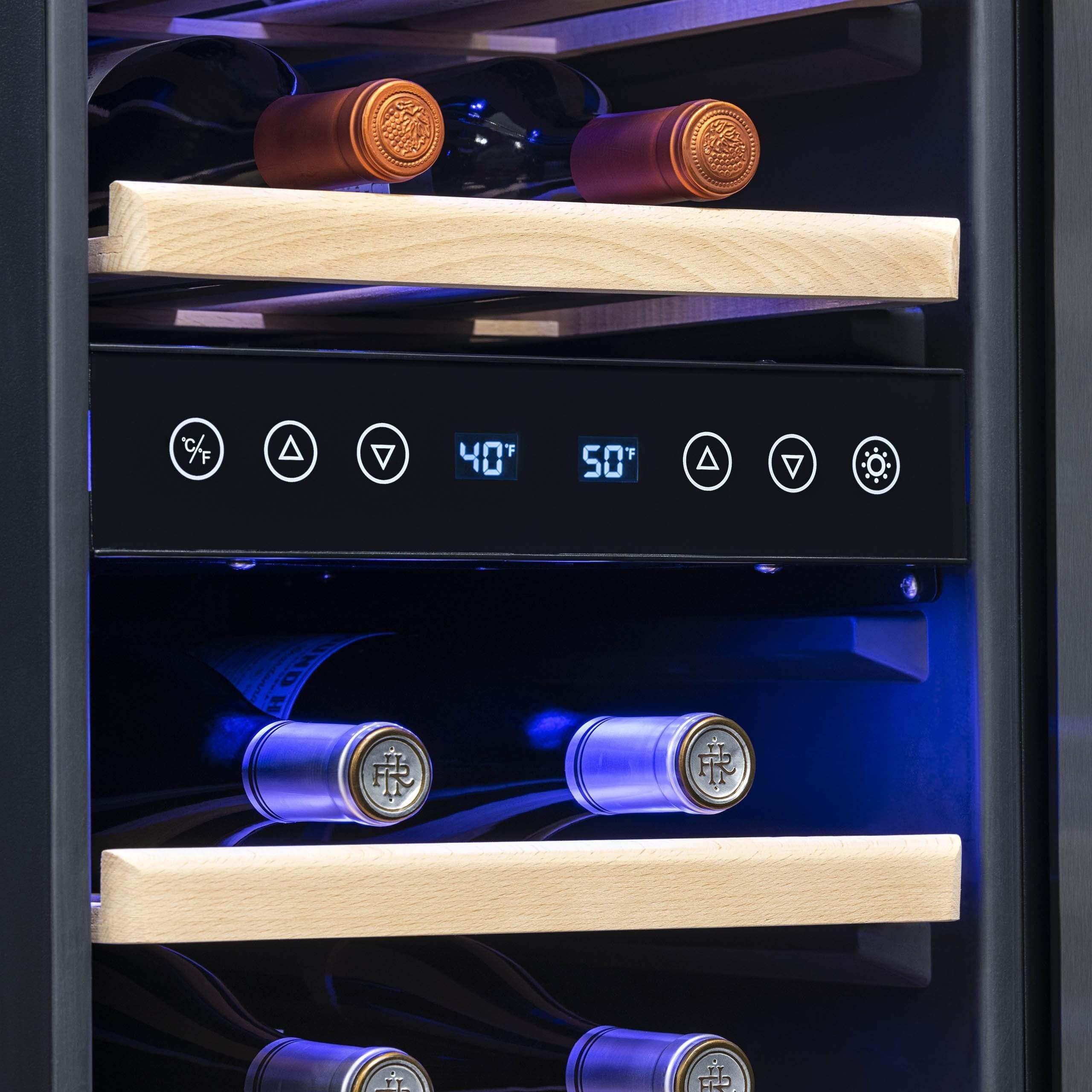 NewAir 15” Wide Stainless Steel 29 Bottle Dual Zone Wine Refrigerator NWC029BS00