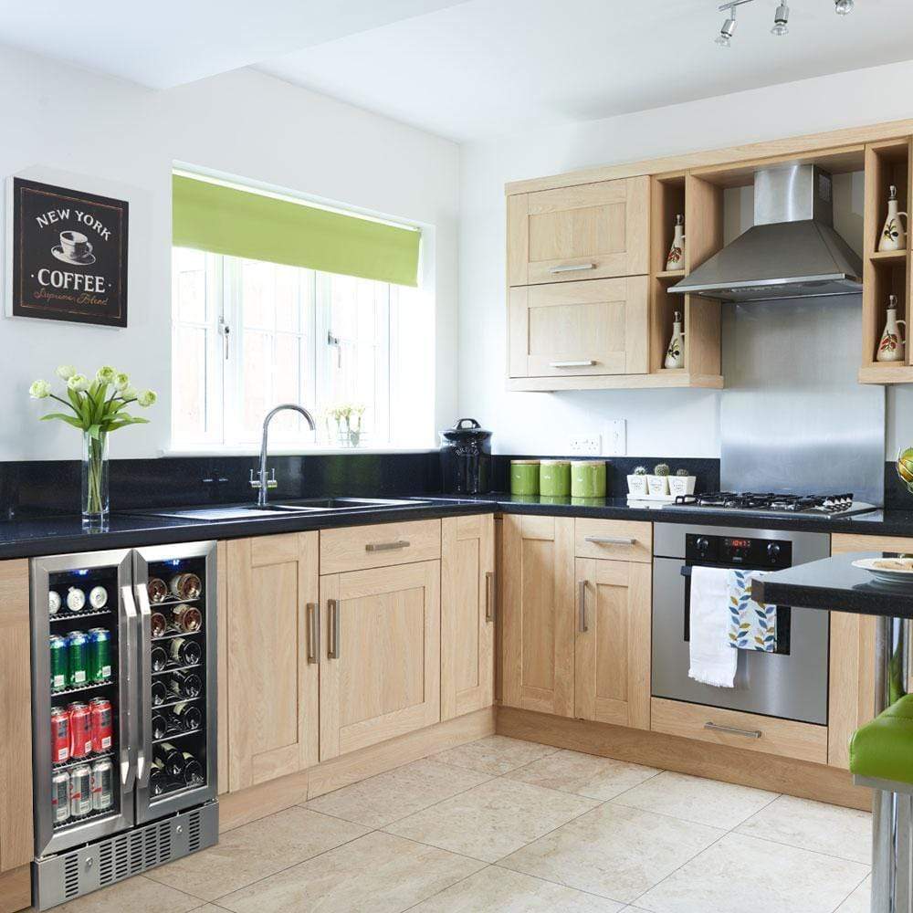 NewAir 24” Wide Built-in 18 Bottle and 58 Cans Dual Zone Wine and Beverage Fridge AWB-360DB