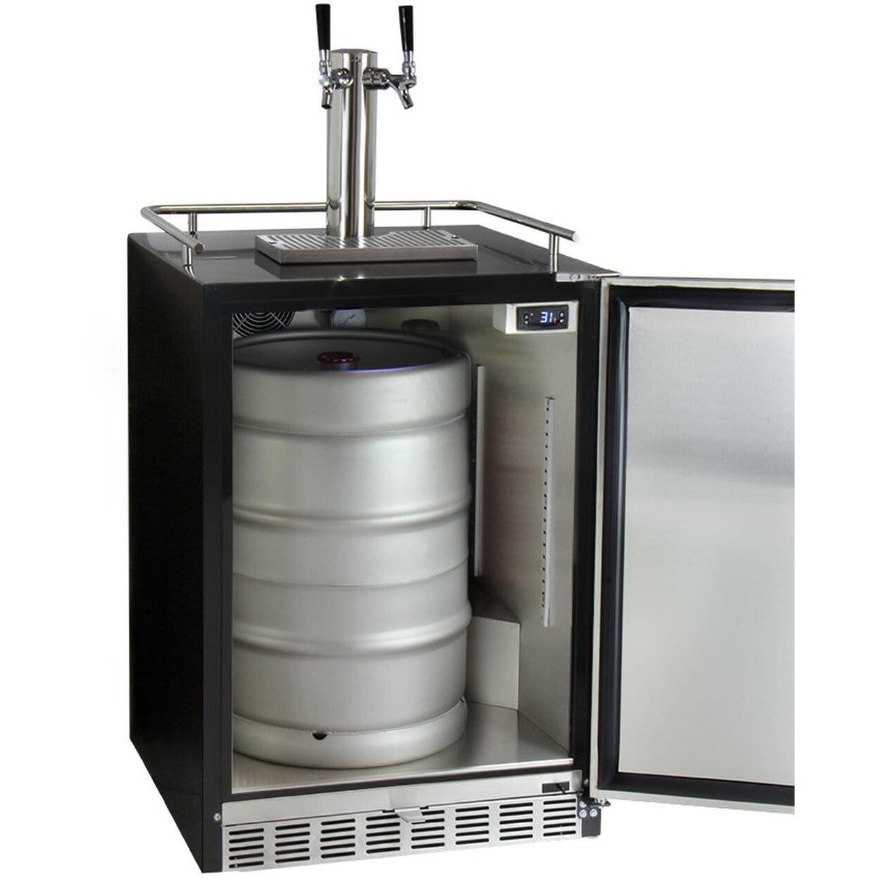 Kegco 24" Wide Stainless Steel Built-In Dual Tap Kegerator HK38BSU-2