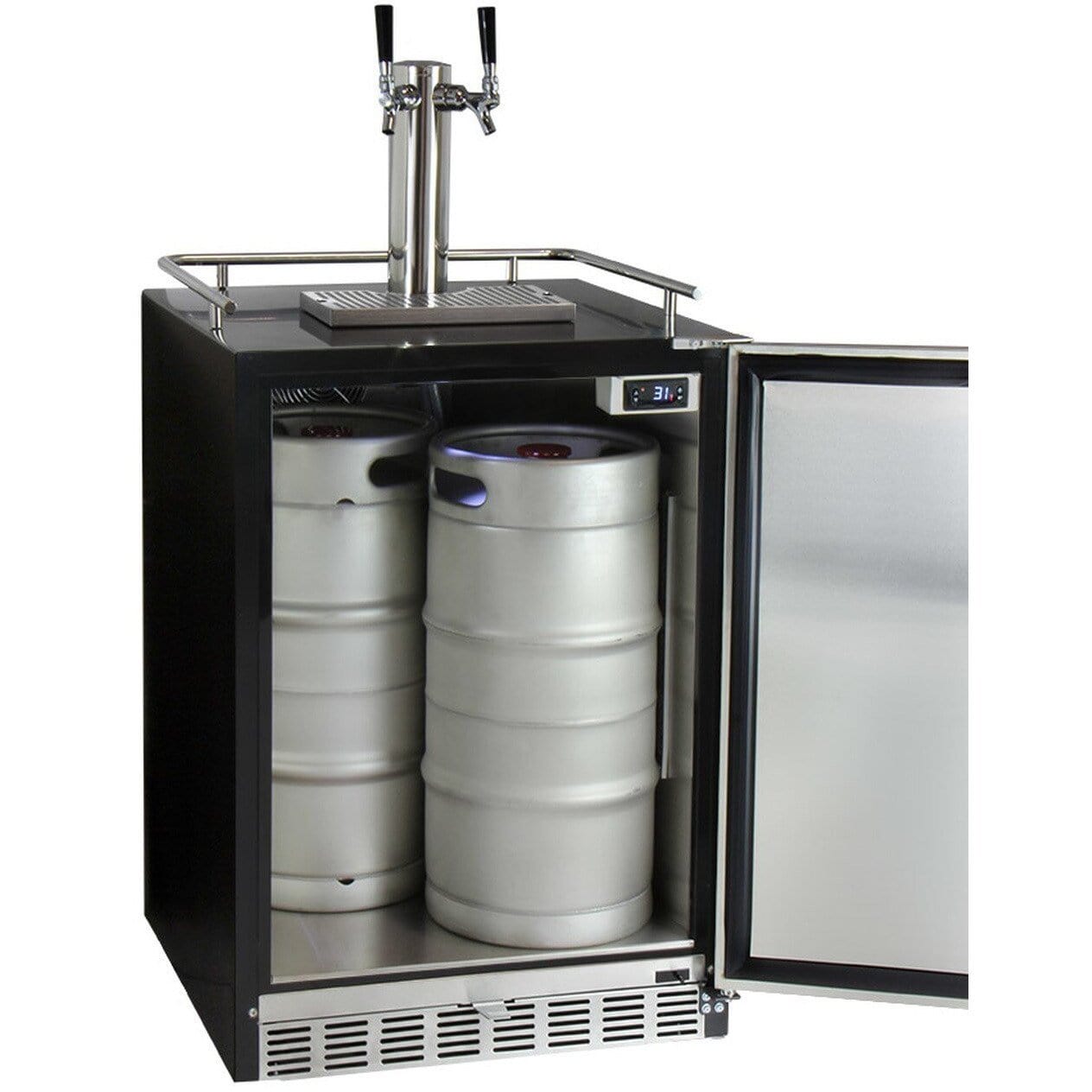 Kegco 24" Wide Stainless Steel Built-In Dual Tap Kegerator HK38BSU-2