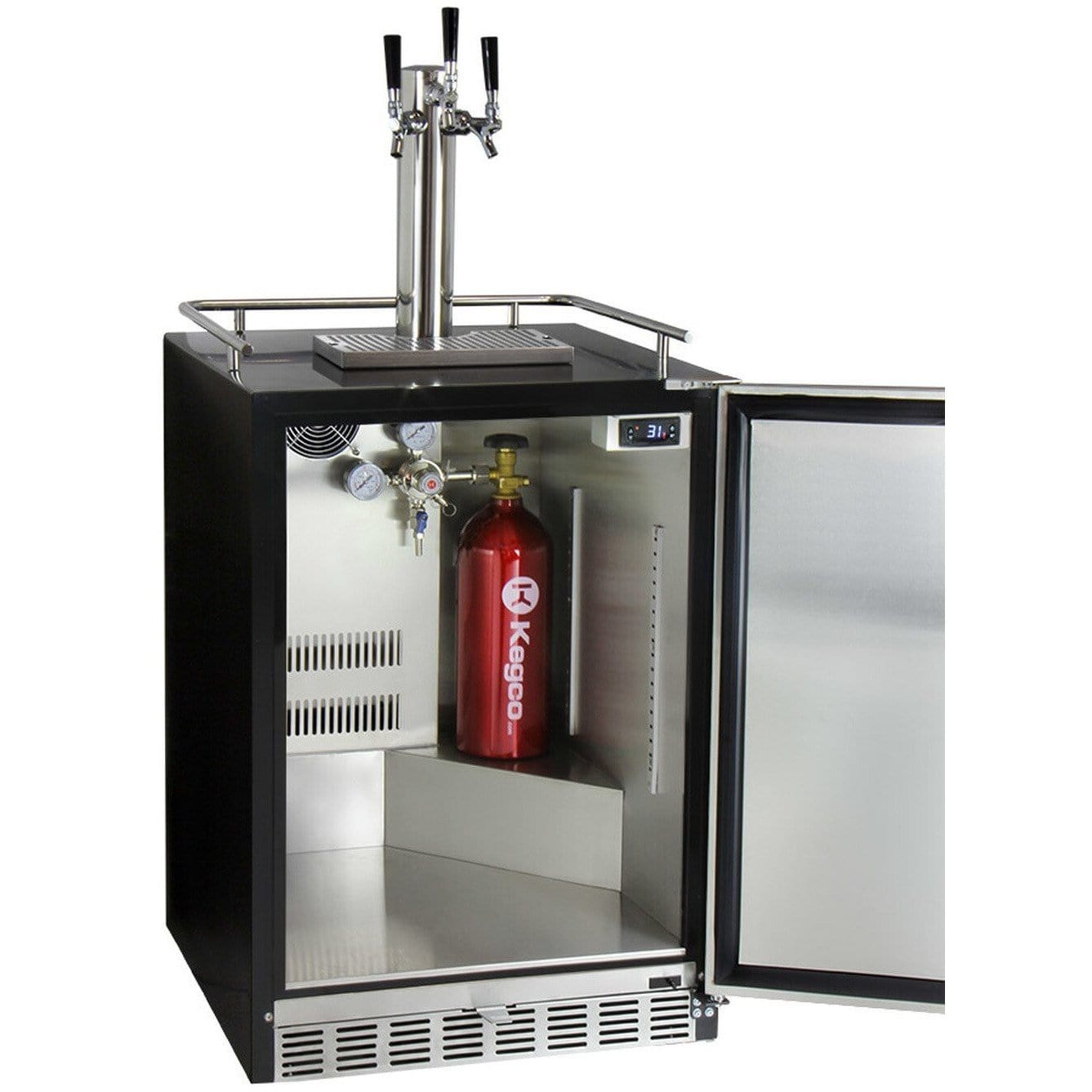 Kegco 24" Wide Stainless Steel Built-In Triple Tap Kegerator HK38BSU-3