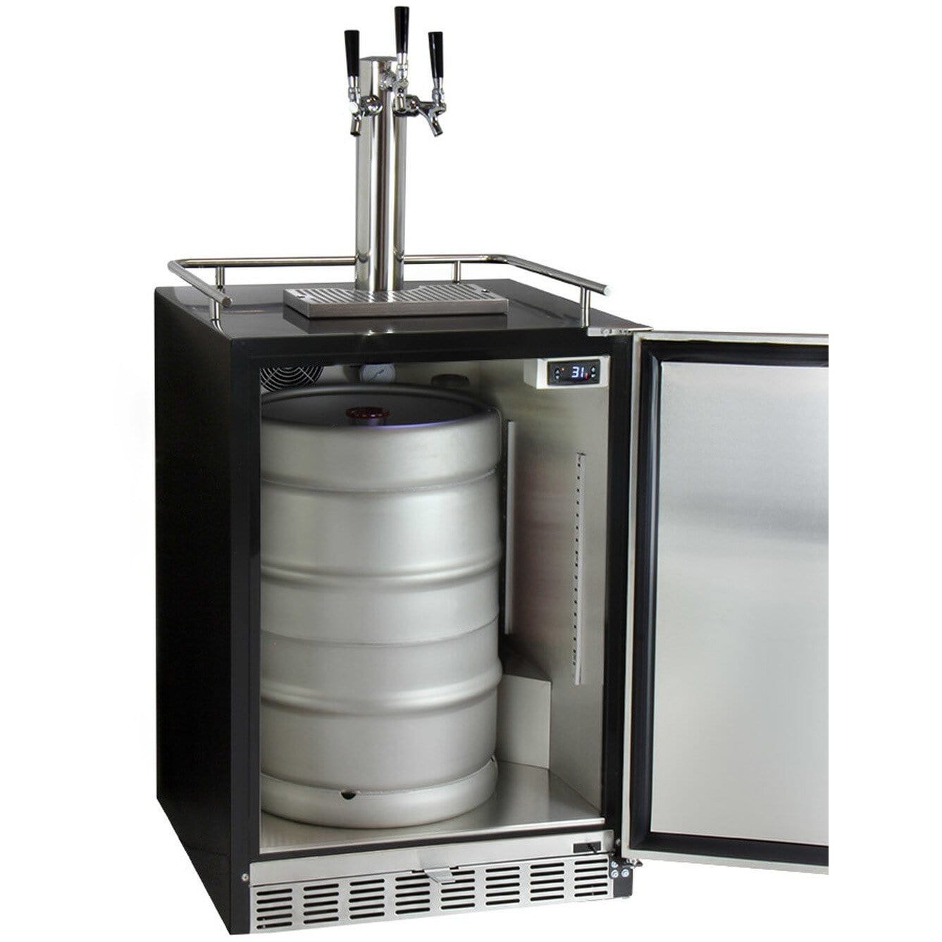 Kegco 24" Wide Stainless Steel Built-In Triple Tap Kegerator HK38BSU-3