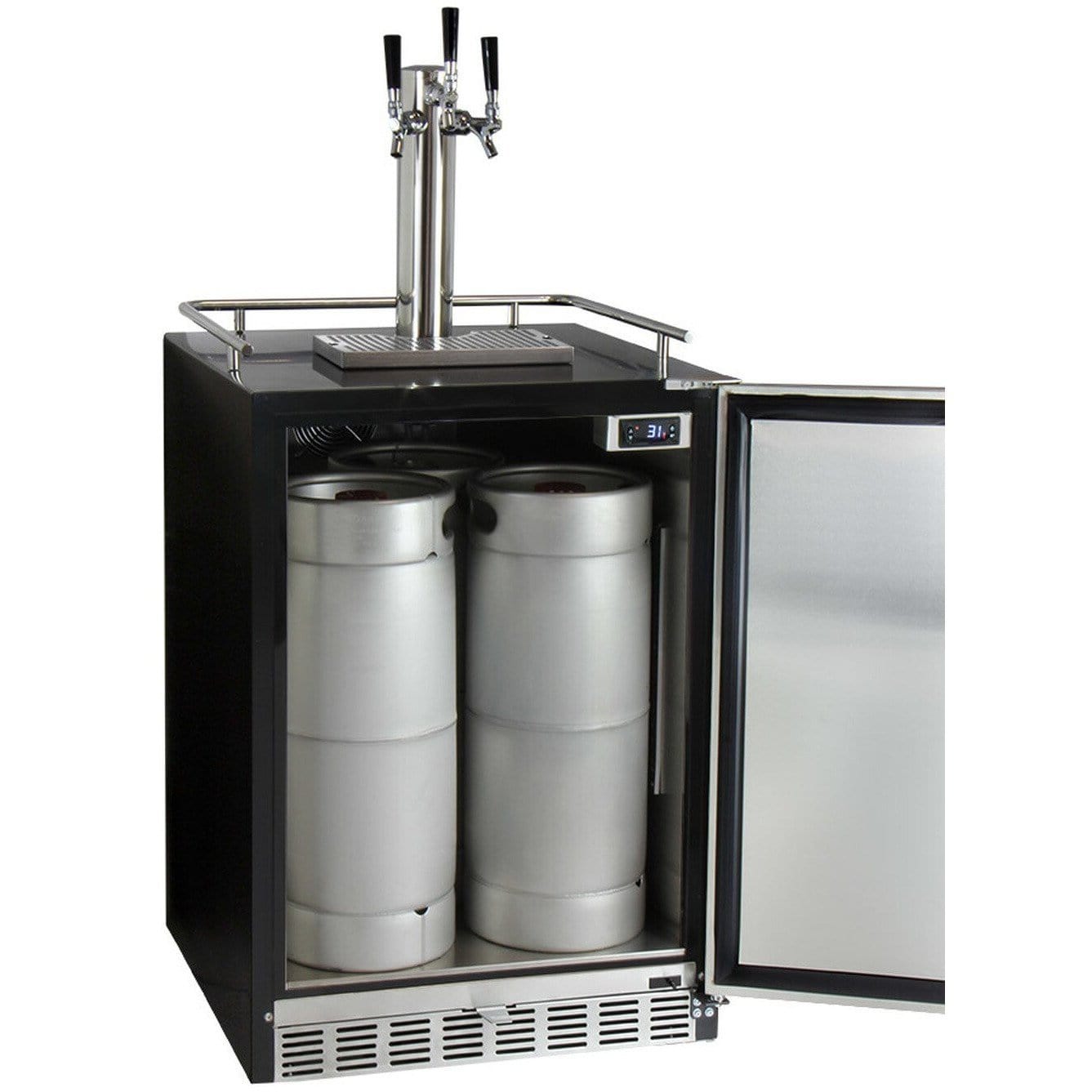 Kegco 24" Wide Stainless Steel Built-In Triple Tap Kegerator HK38BSU-3