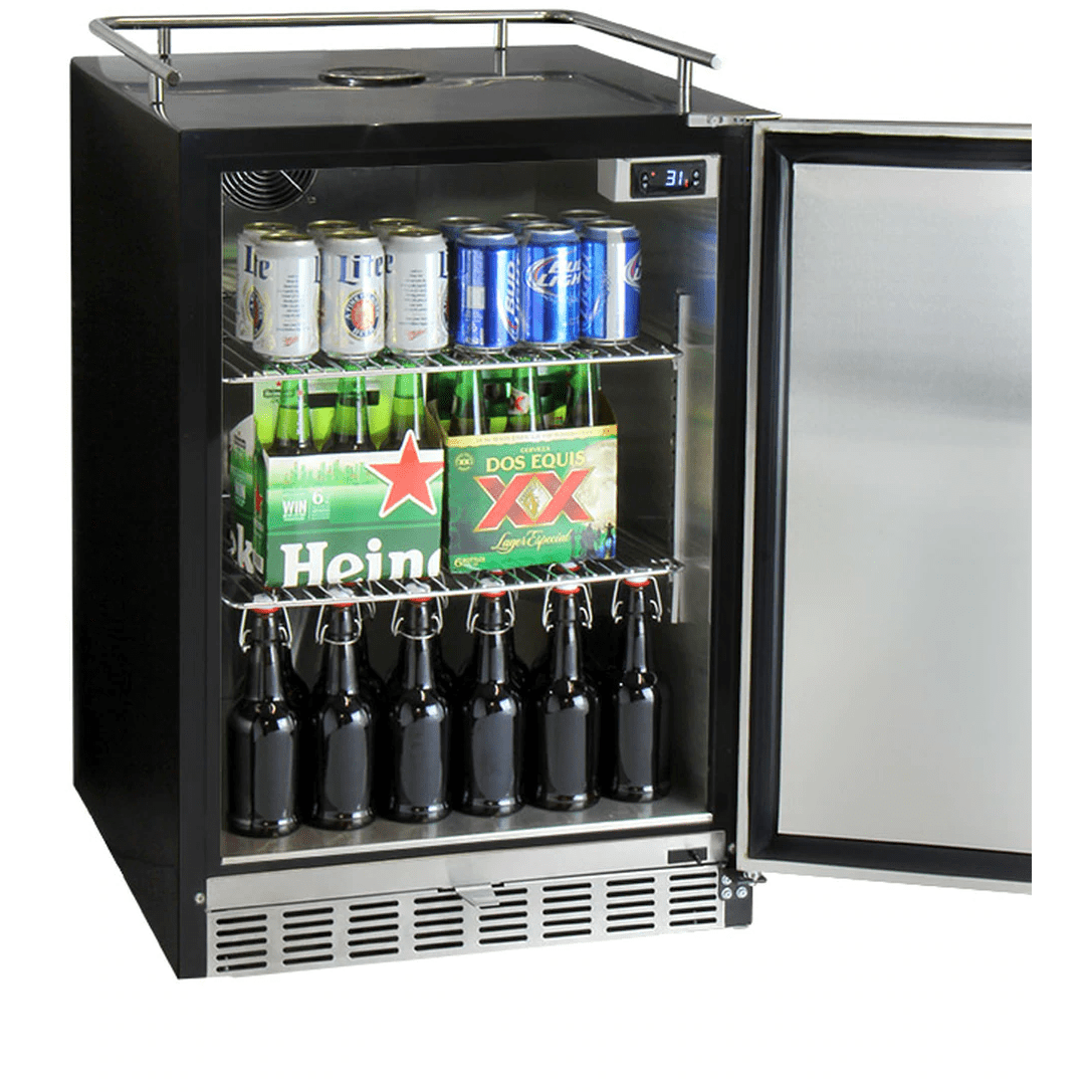 Kegco 24" Wide Stainless Steel Built-In Triple Tap Kegerator HK38BSU-L-3