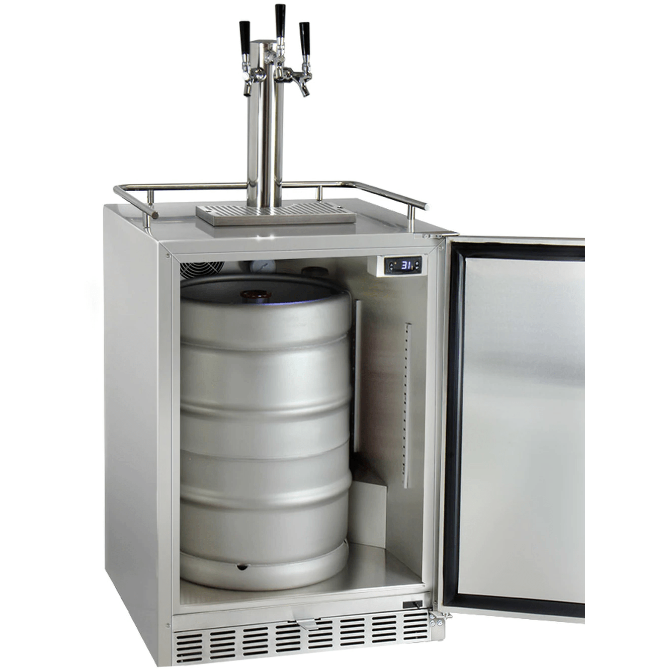Kegco 24" Wide Stainless Steel Outdoor Built-In Triple Tap Kegerator HK38SSU-3