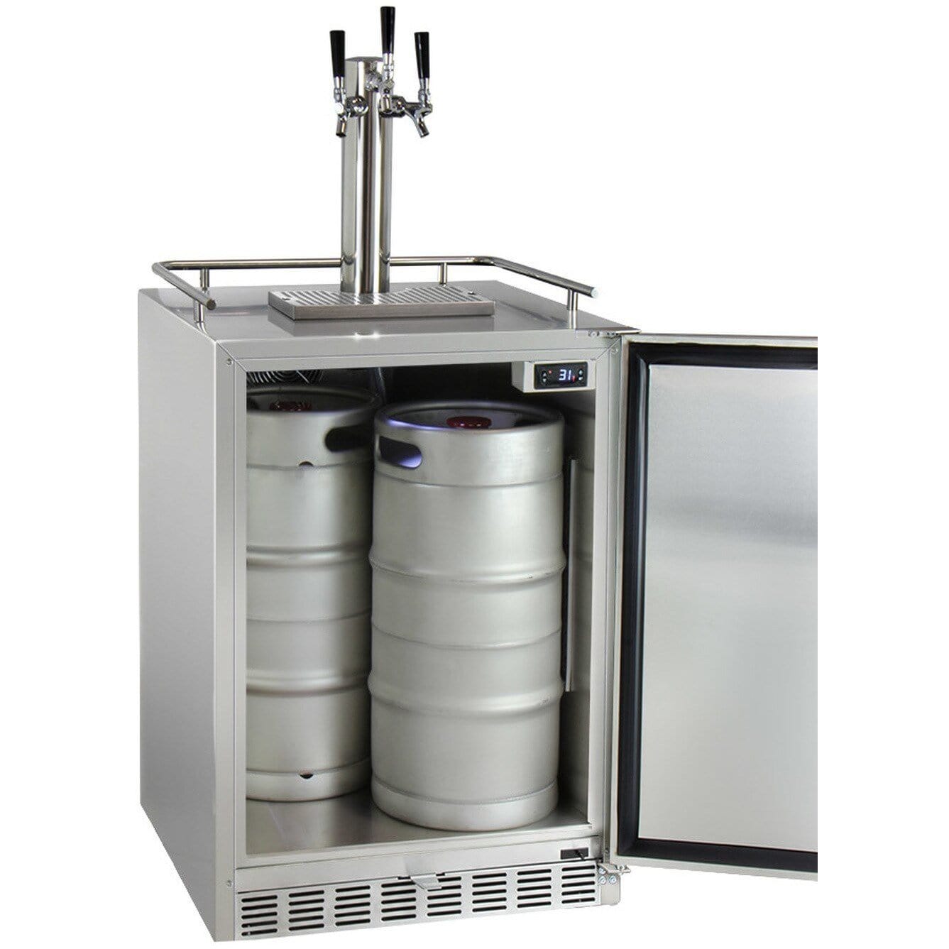 Kegco 24" Wide Stainless Steel Outdoor Built-In Triple Tap Kegerator HK38SSU-3