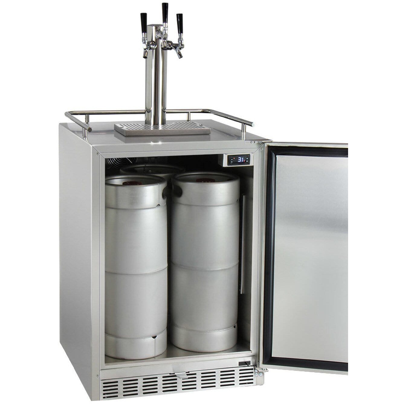 Kegco 24" Wide Stainless Steel Outdoor Built-In Triple Tap Kegerator HK38SSU-3