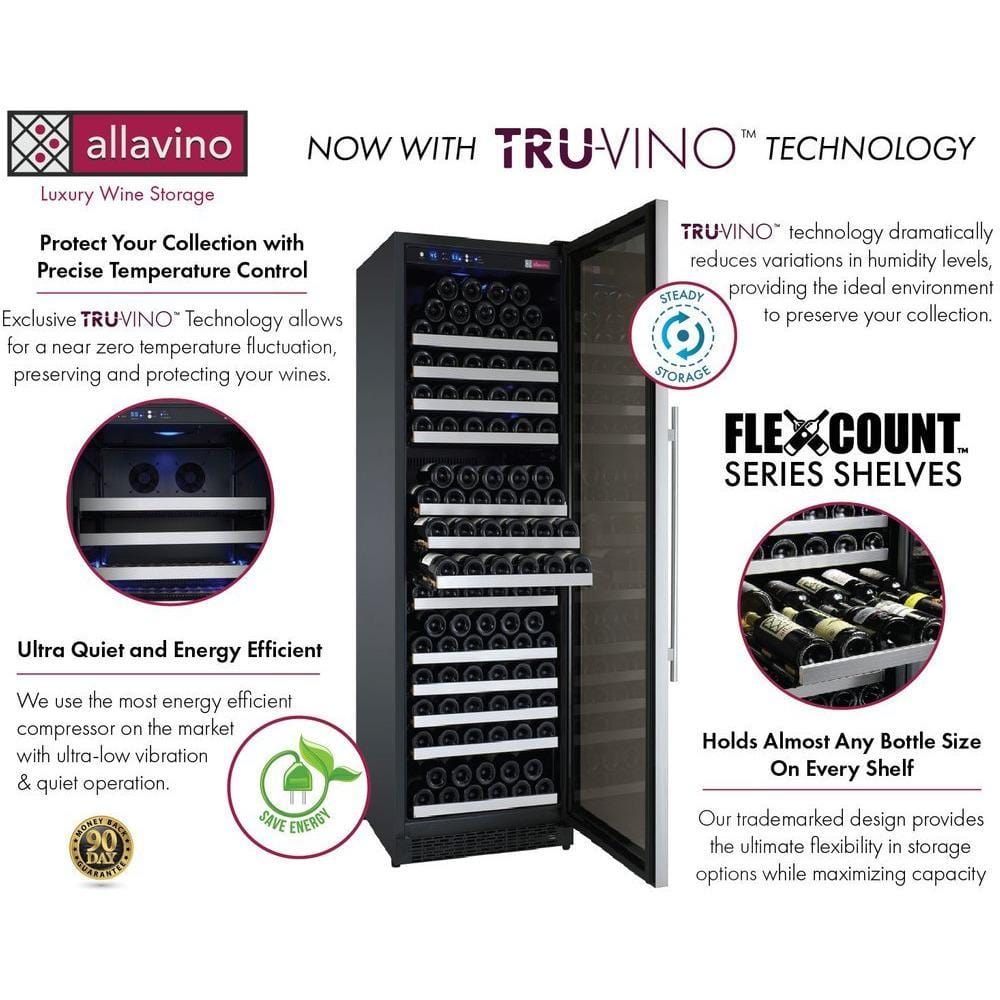 Allavino 24" Wide FlexCount II Tru-Vino 177 Bottle Single Zone Wine Refrigerator VSWR177-1SR20