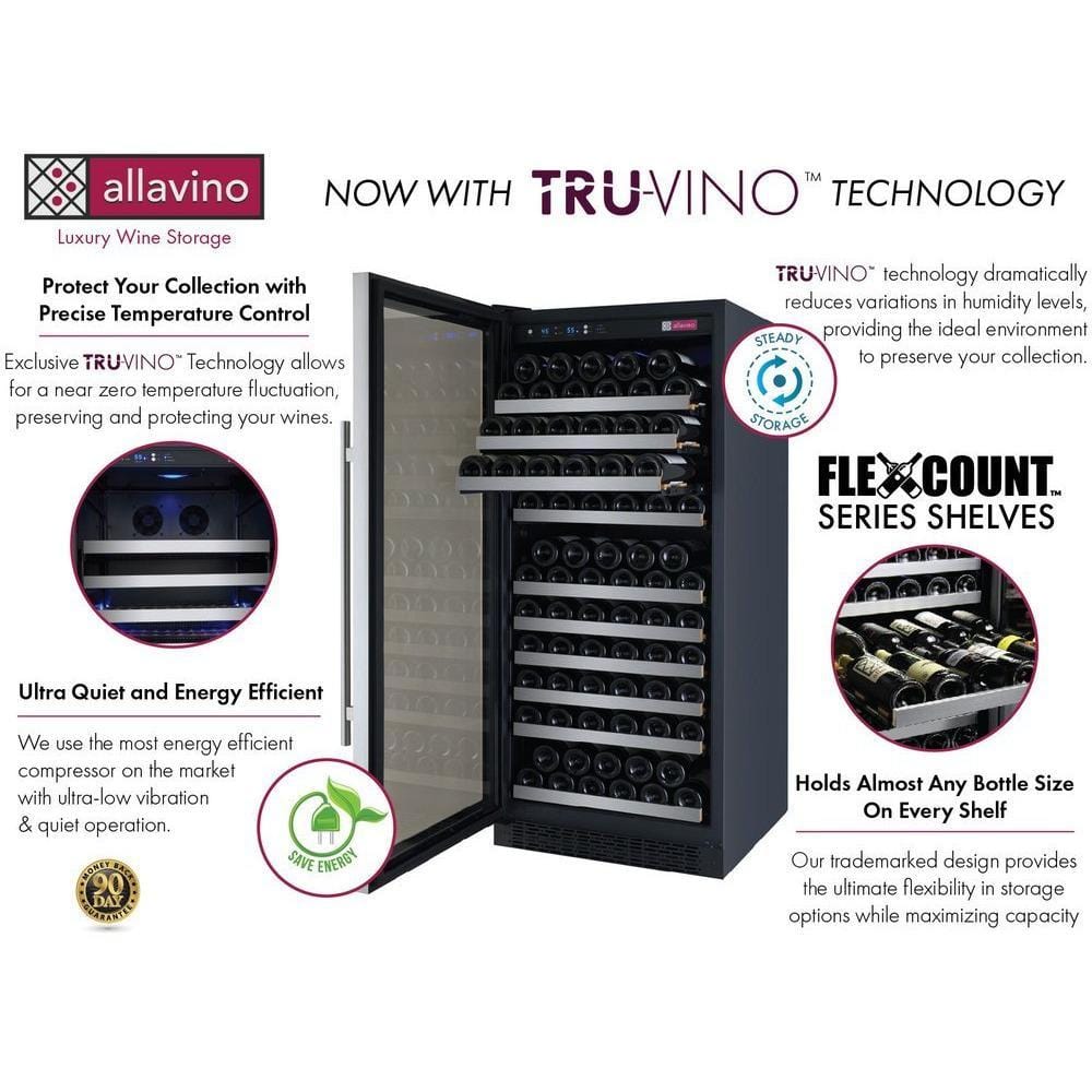 Allavino 24" Wide FlexCount II Tru-Vino 128 Bottle Single Zone Wine Refrigerator VSWR128-1SL20